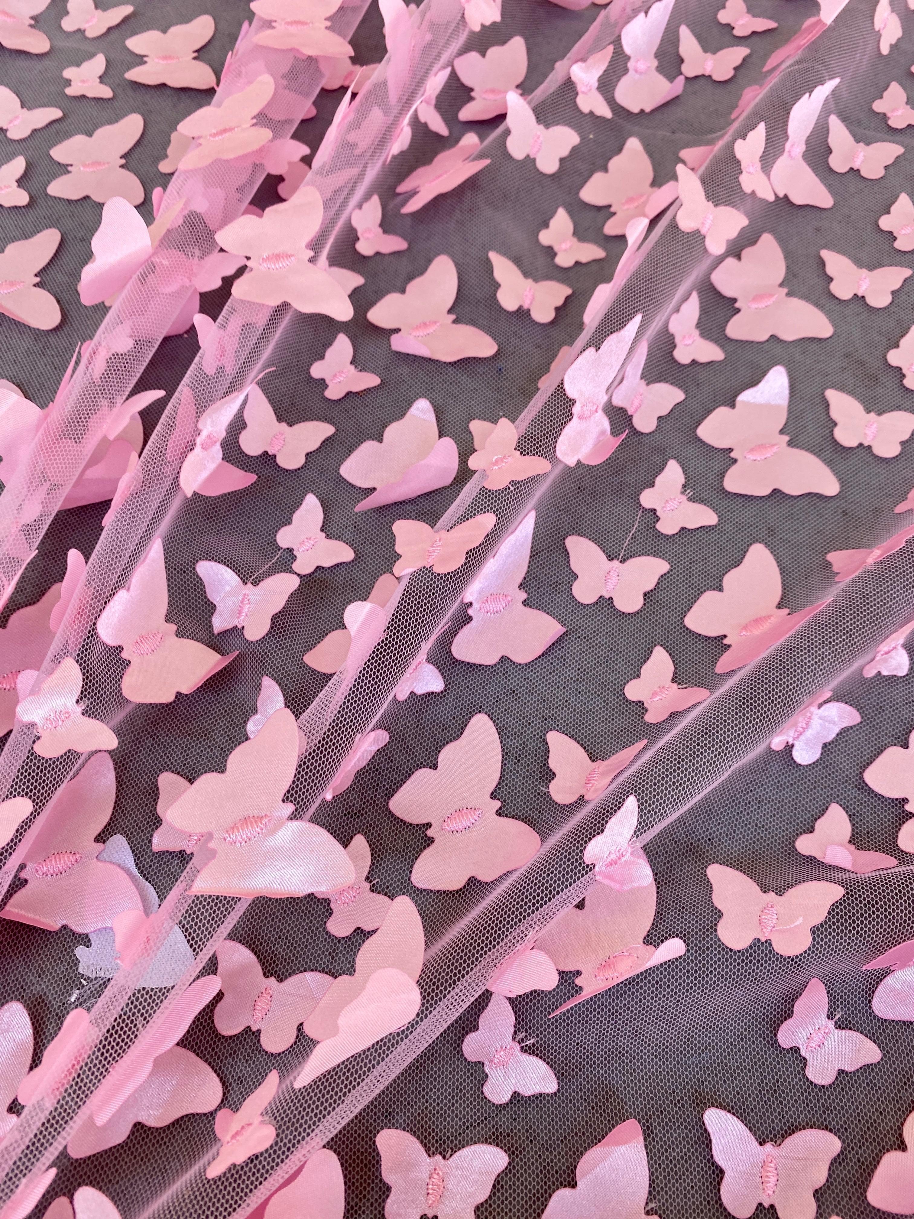 3D Baby Pink Butterfly Lace