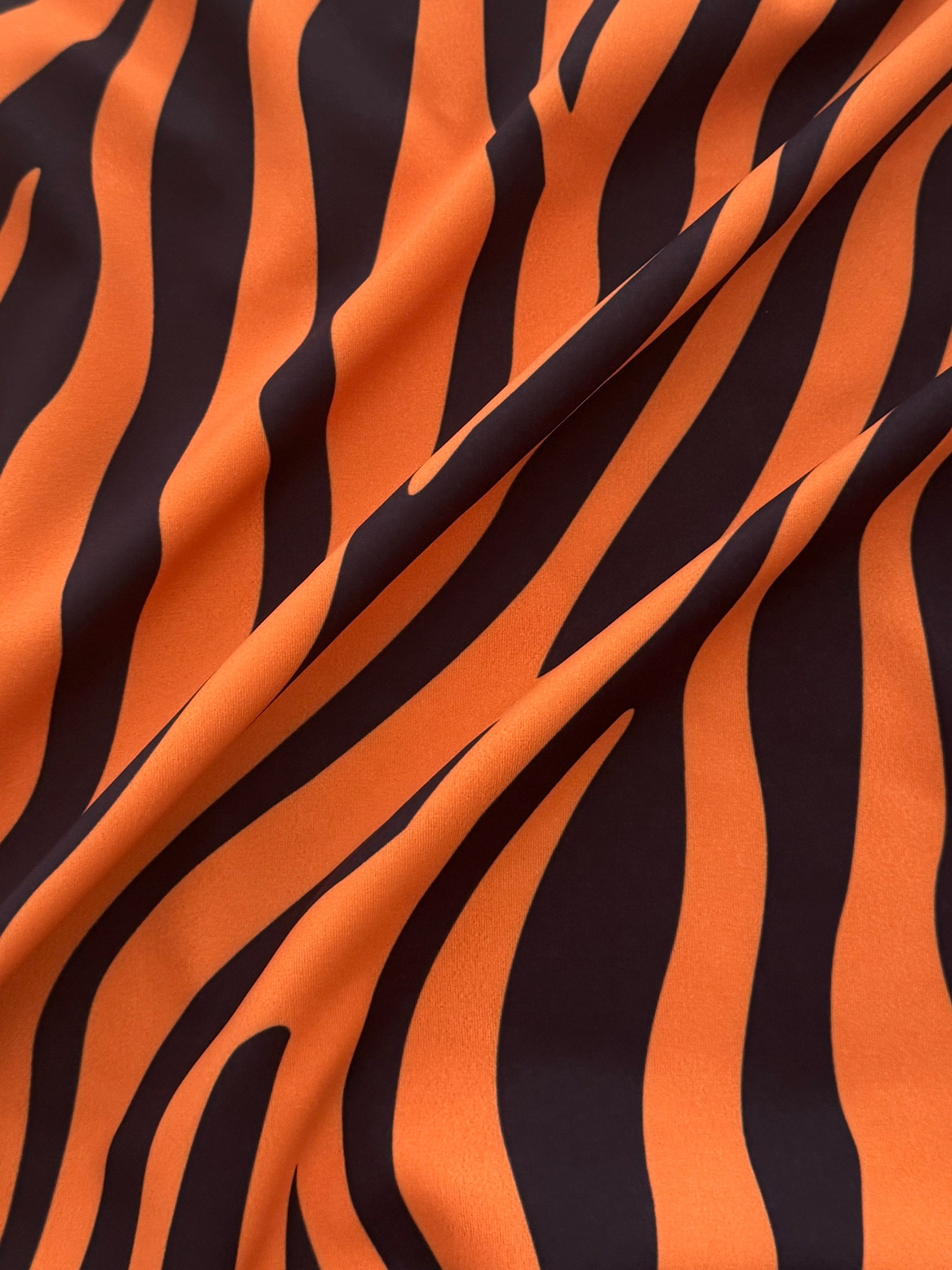 Orange Zebra Stripe Print Nylon Spandex, Halloween Spandex, Halloween Fabric, Spandex Fabric, Nylon Spandex, Stretch Fabric, 4 Way Stretch, Spooky Fabric