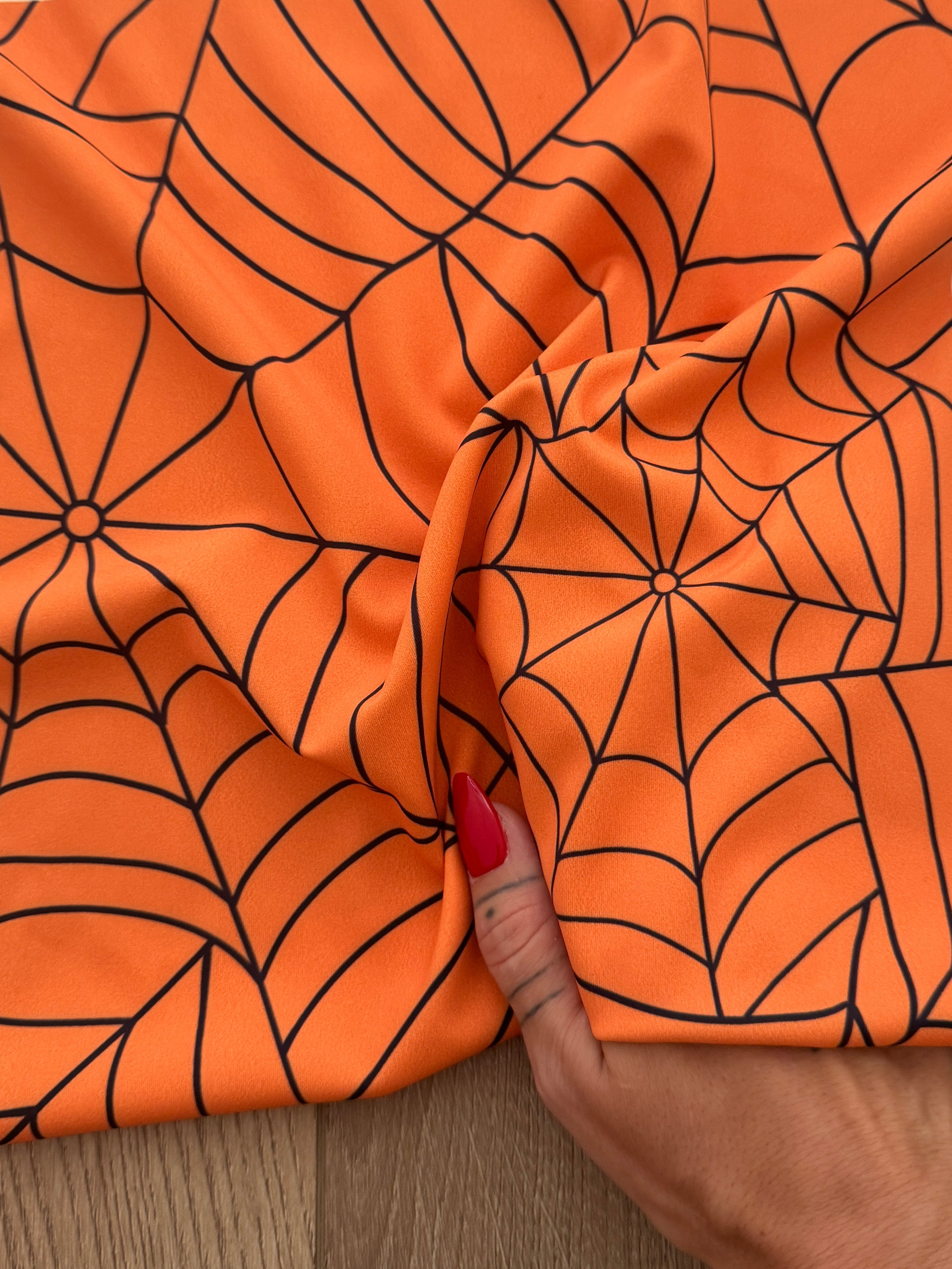 Orange Spider Web Print Nylon Spandex, Kiki Sewing Store, Kiki Luxury Fabric, Cheap Fabric Store, Kiki Textiles, Kiki Textile by the Yard, Kiki Textile USA