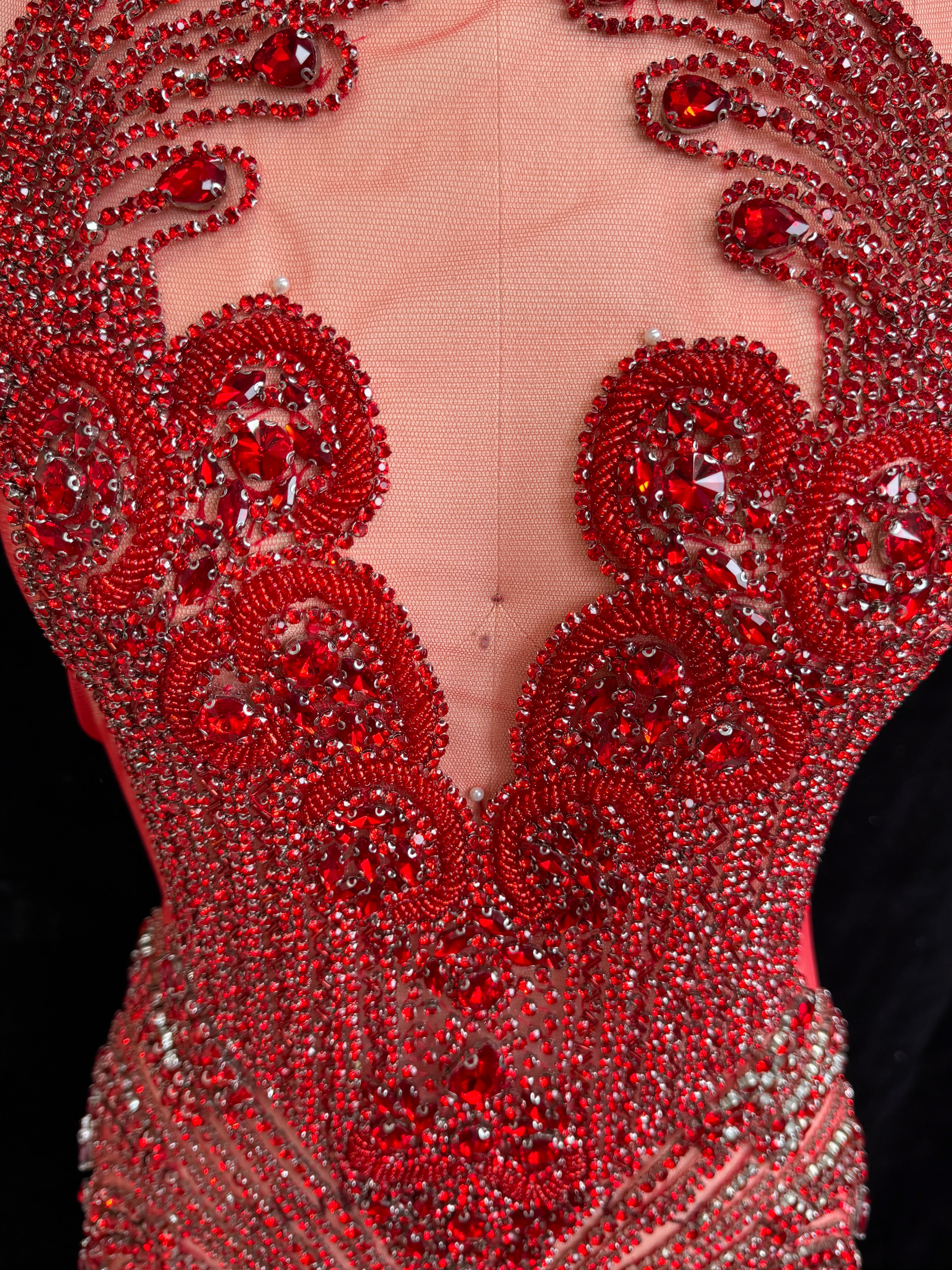 tina red Rhinestone Bodice Applique, red rhinestone, dark red rhinestone, light red rhinestone