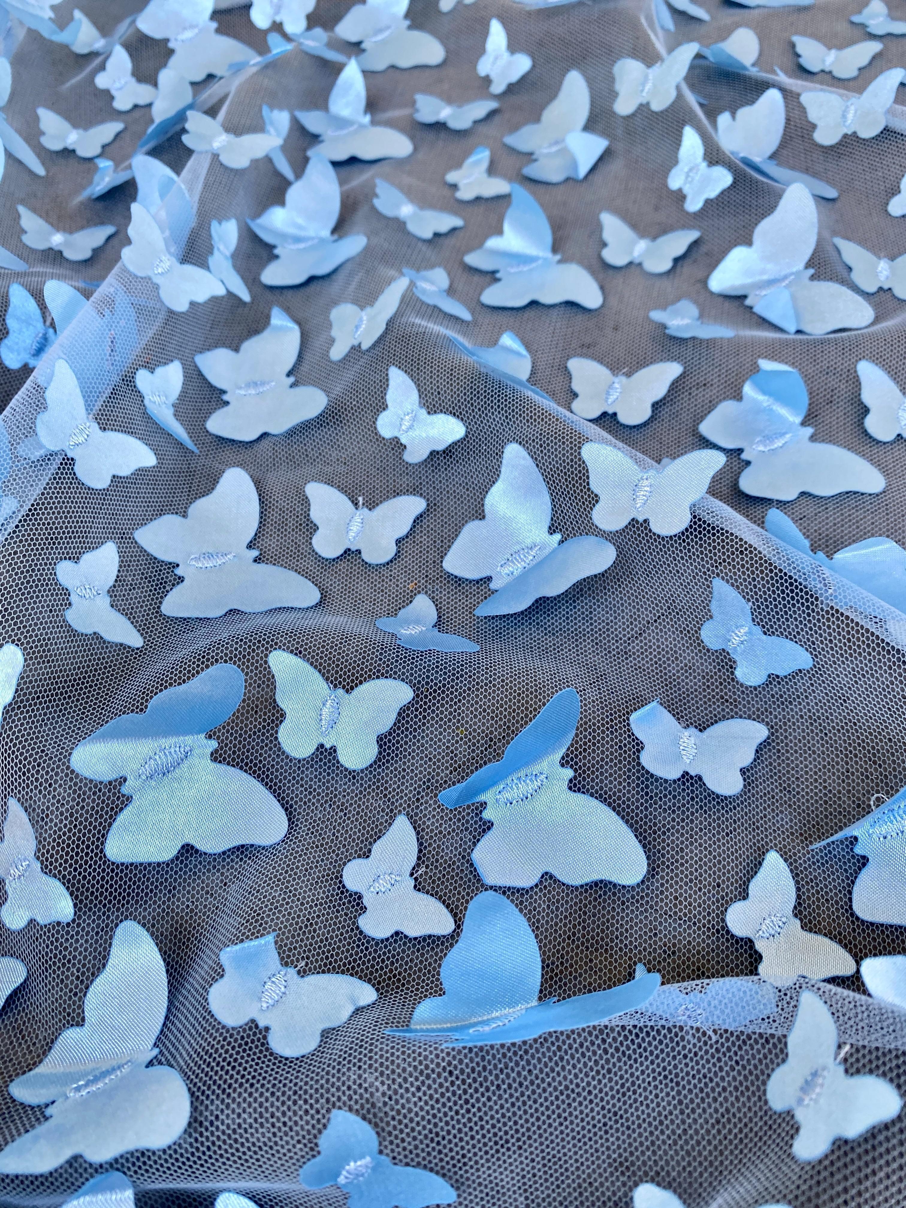 3D Baby Blue Butterfly Lace