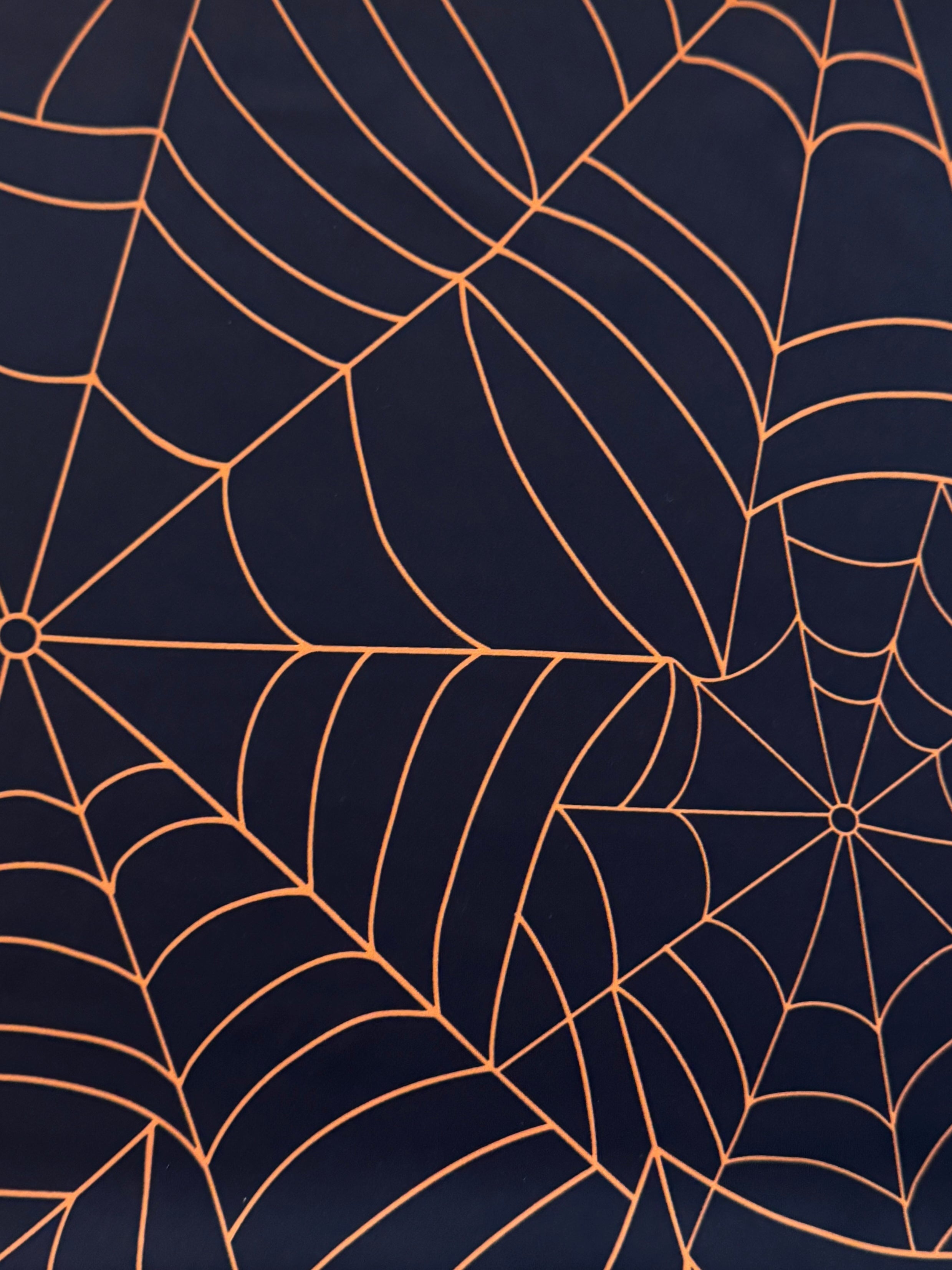 Black Orange Spider Web Design Print Nylon Spandex, Kiki Sewing Store, Kiki Luxury Fabric, Cheap Fabric Store, Kiki Textiles, Kiki Textile by the Yard, Kiki Textile USA