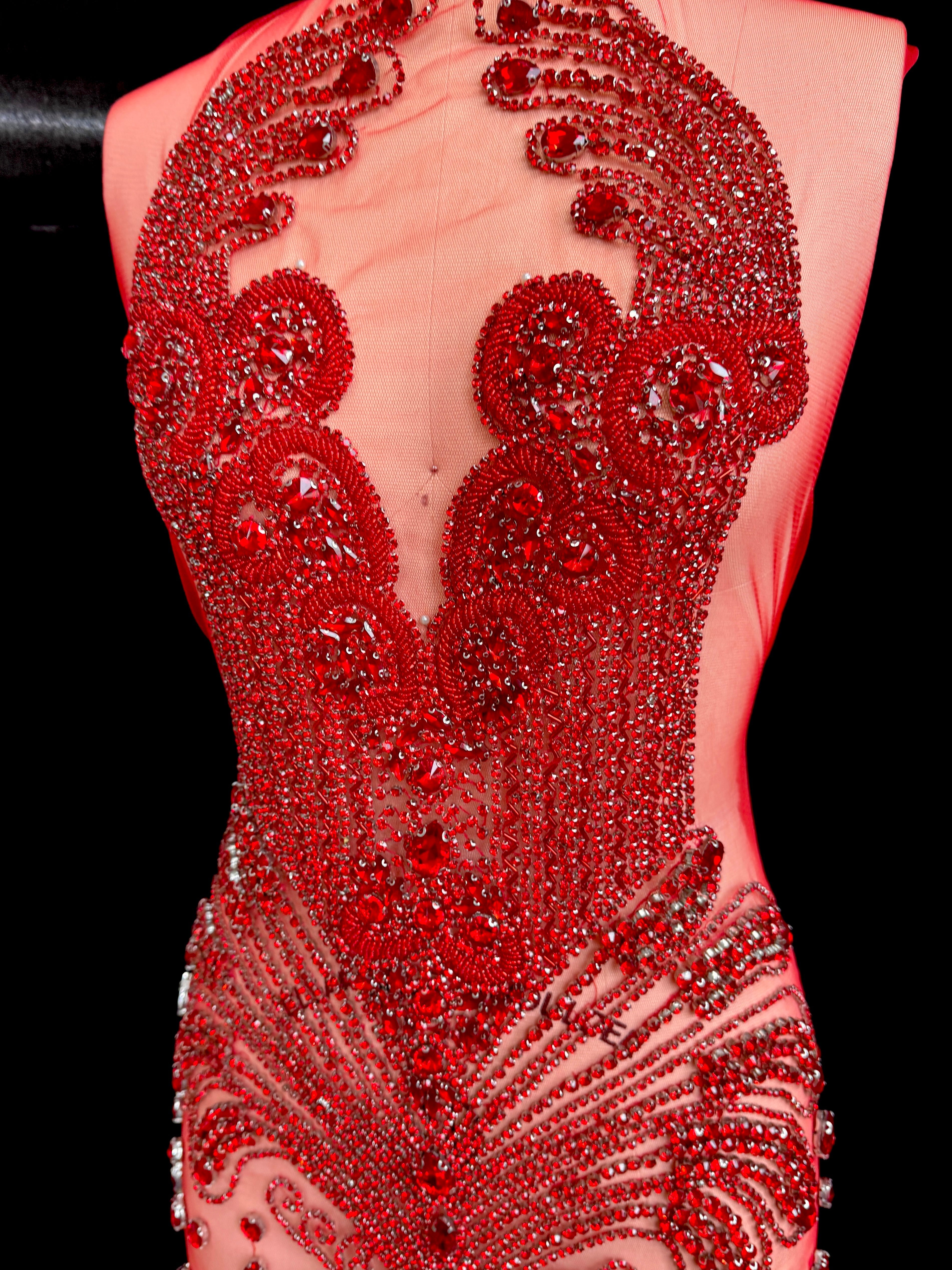 tina red Rhinestone Bodice Applique, red rhinestone, dark red rhinestone, light red rhinestone