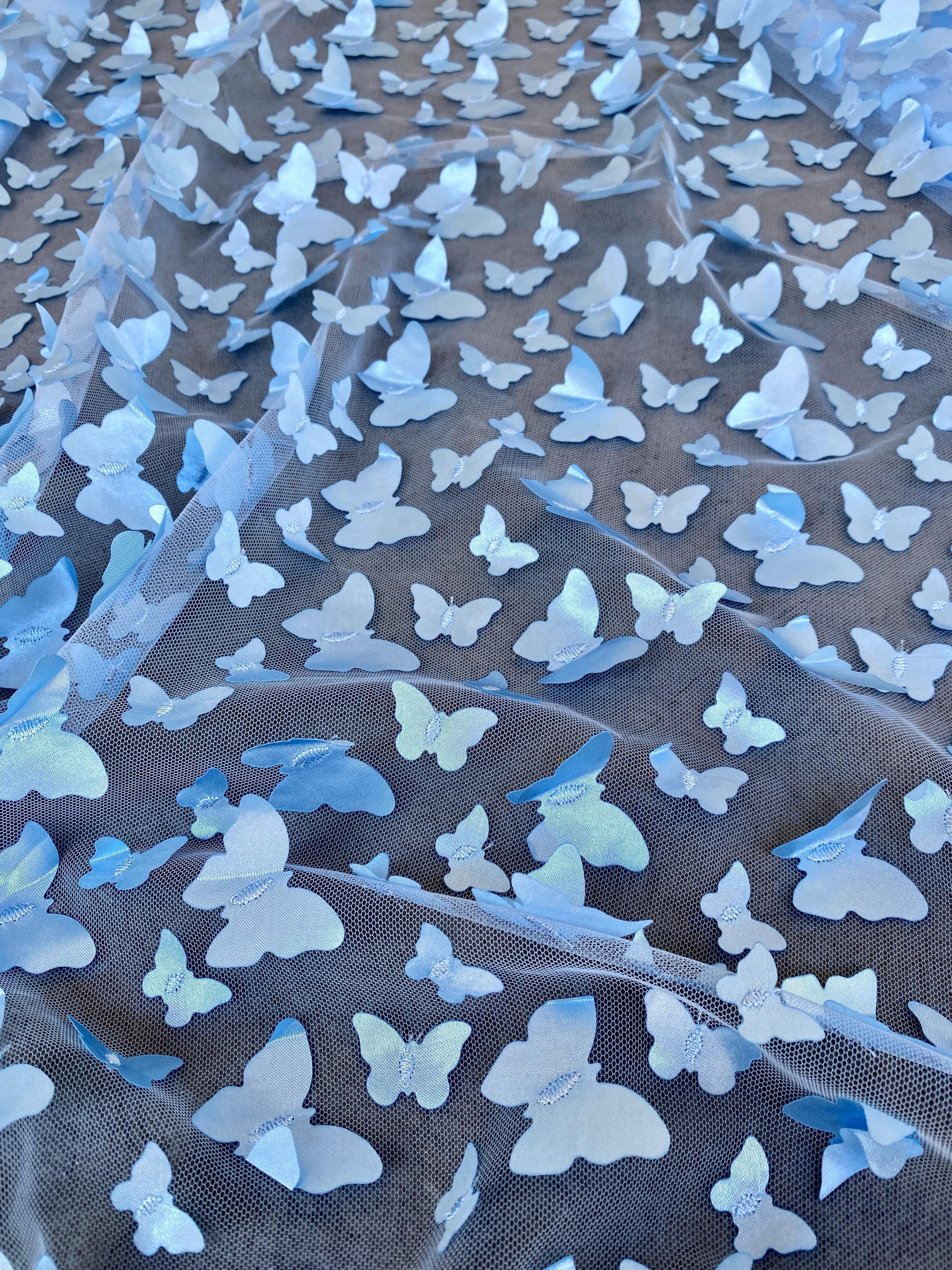 3D Baby Blue Butterfly Lace