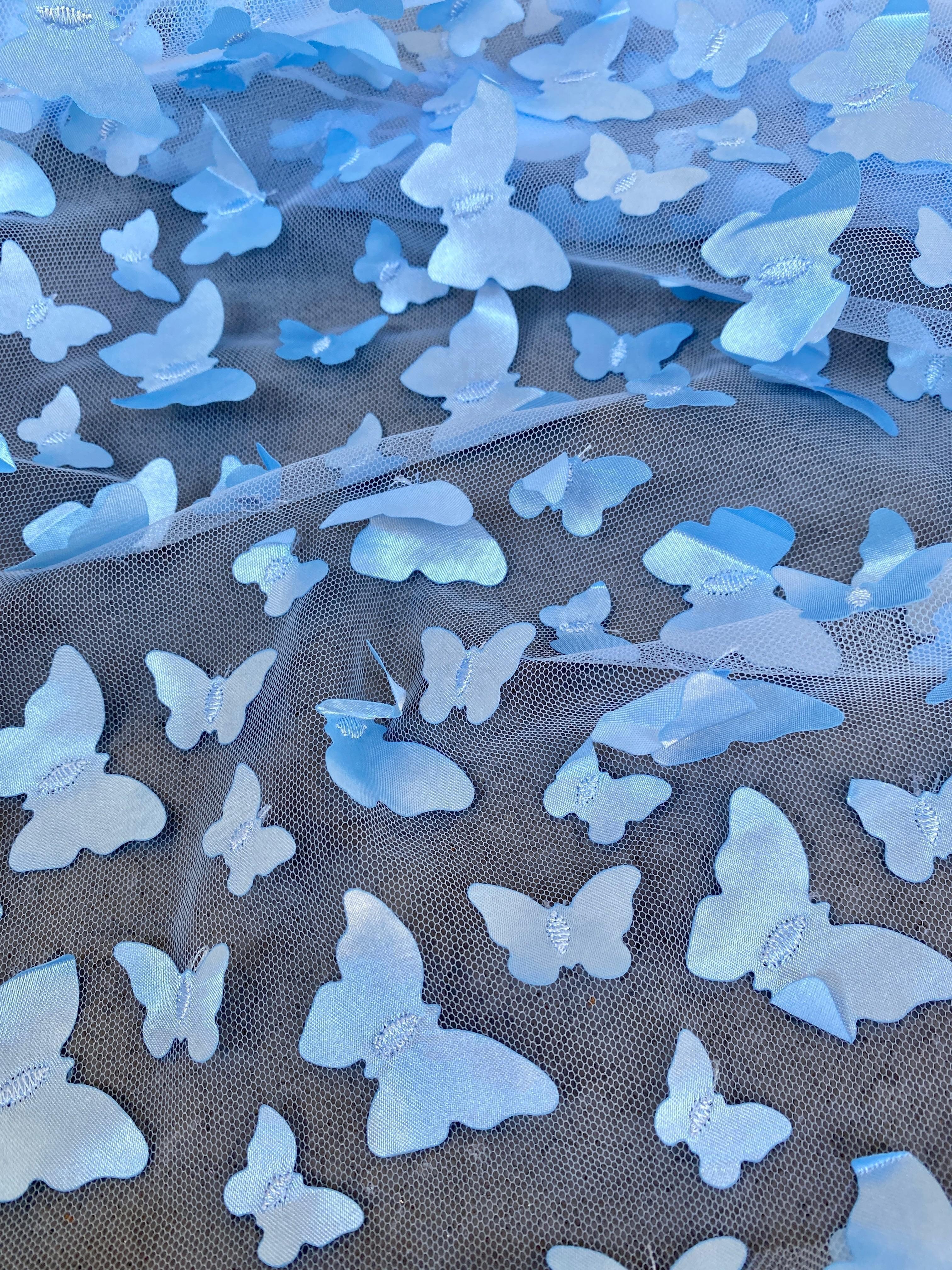 3D Baby Blue Butterfly Lace