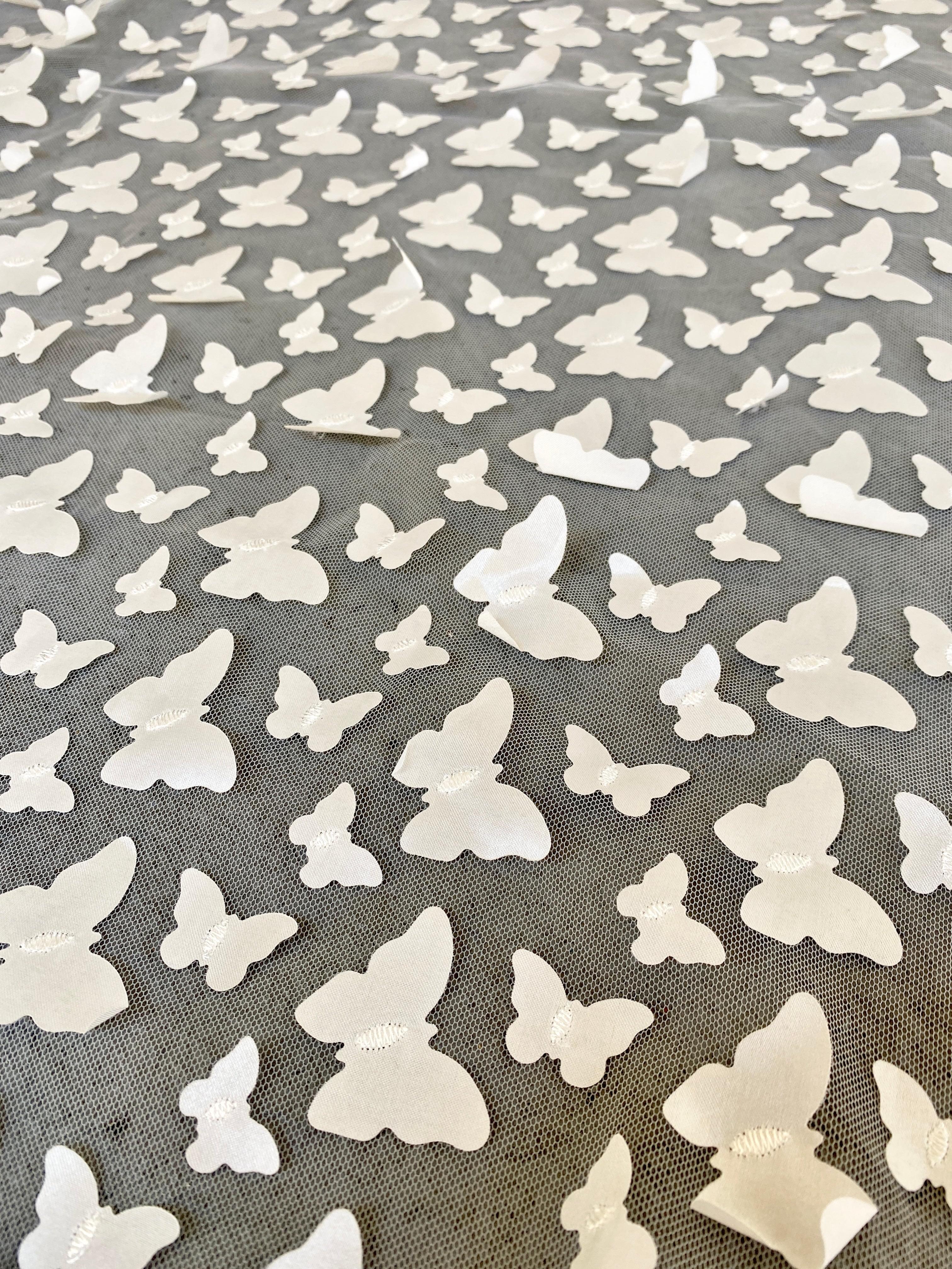 3D Ivory Butterfly Lace