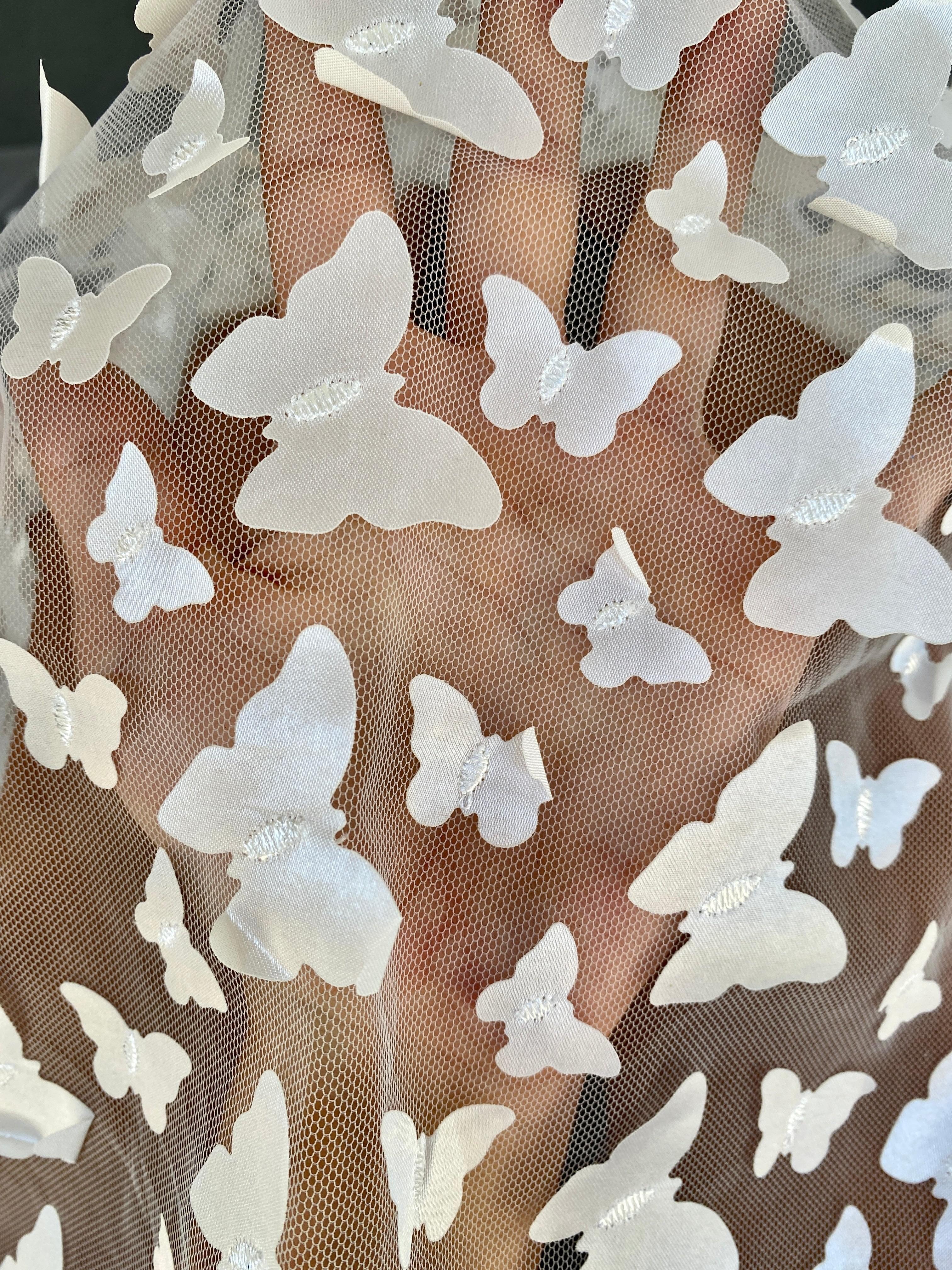 3D Ivory Butterfly Lace