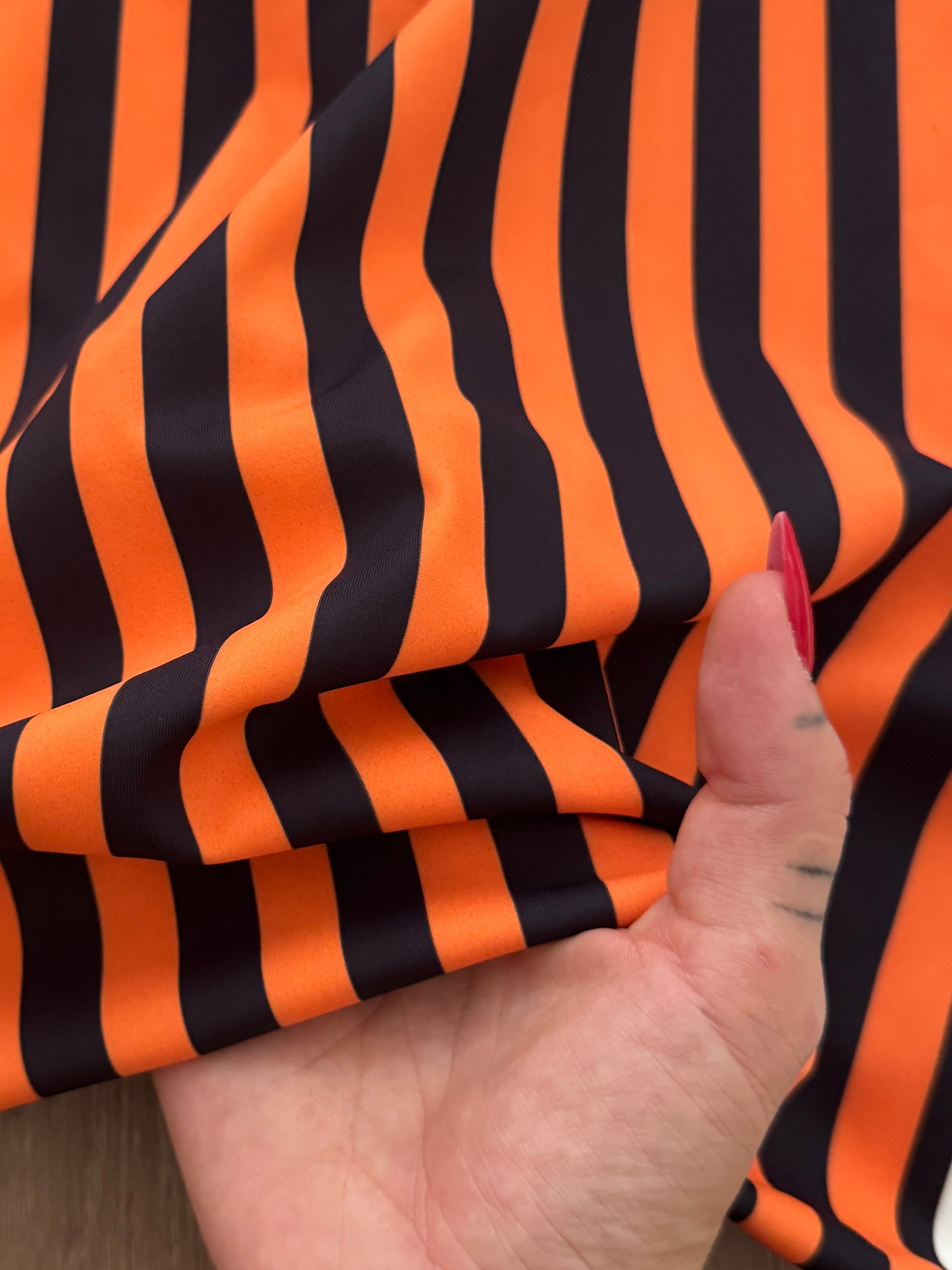 Orange 1-2 Inch Stripe Print Nylon Spandex, Kiki Sewing Store, Kiki Luxury Fabric, Cheap Fabric Store, Kiki Textiles, Kiki Textile by the Yard, Kiki Textile USA