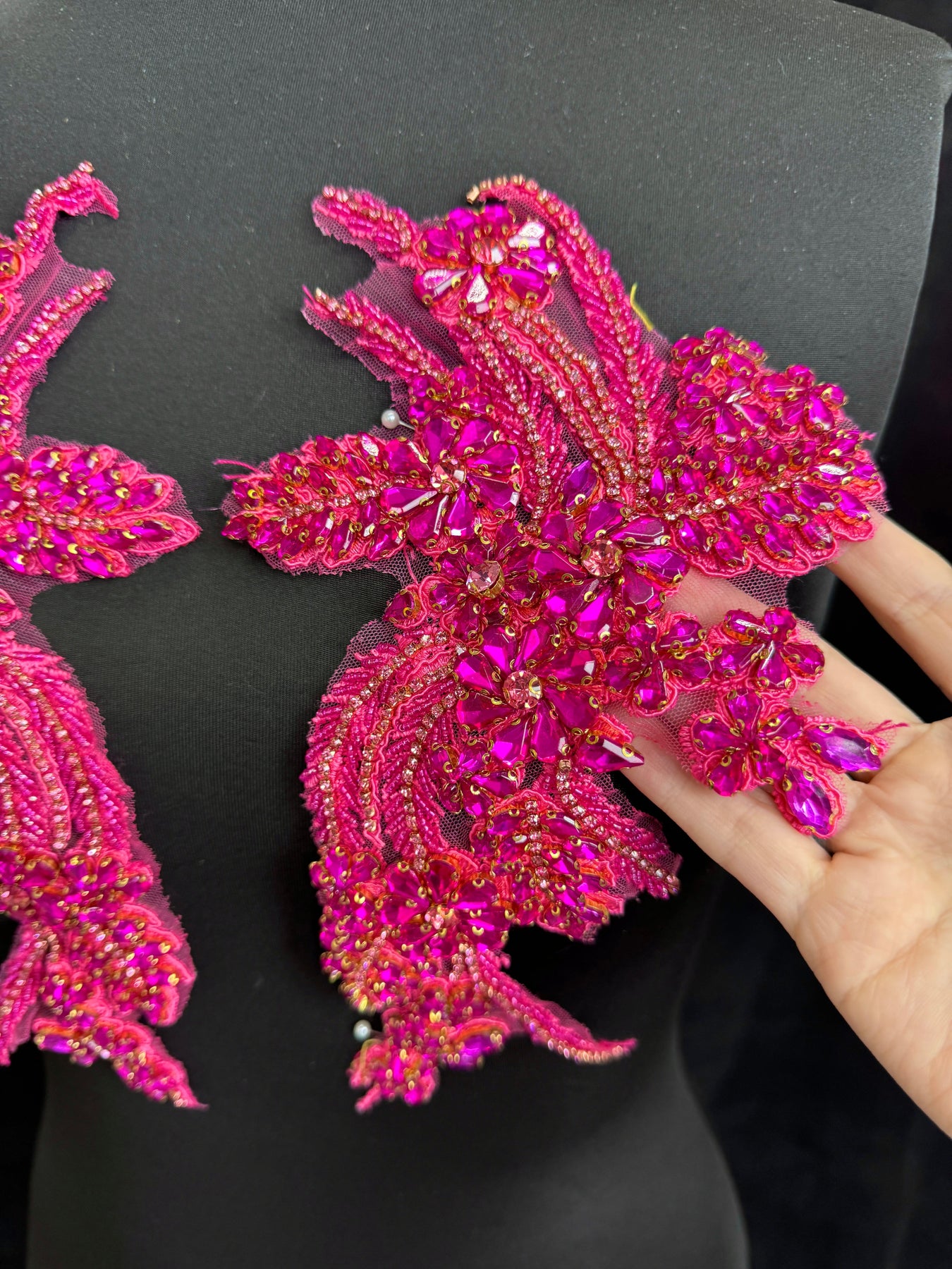 Gina Light Fuchsia Rhinestones Applique – KikiTextiles