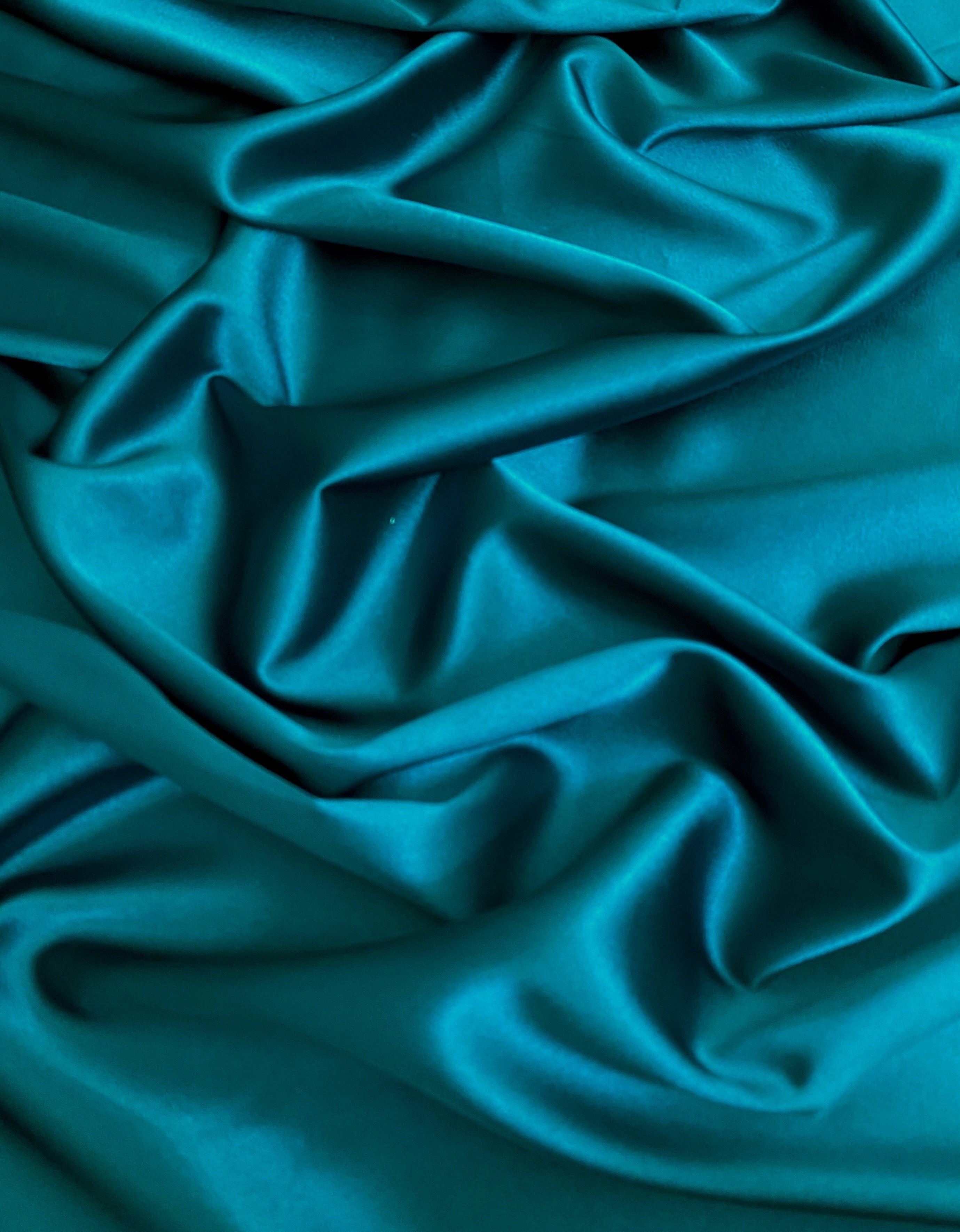 teal green stretch silk, deep teal stretch silk, deep teal silk charmeuse, teal fabric, teal silk, teal satin, deep teal satin, deep teal stretch silk, deep teal polyester silk, silk charmeuse fabric, mulberry silk