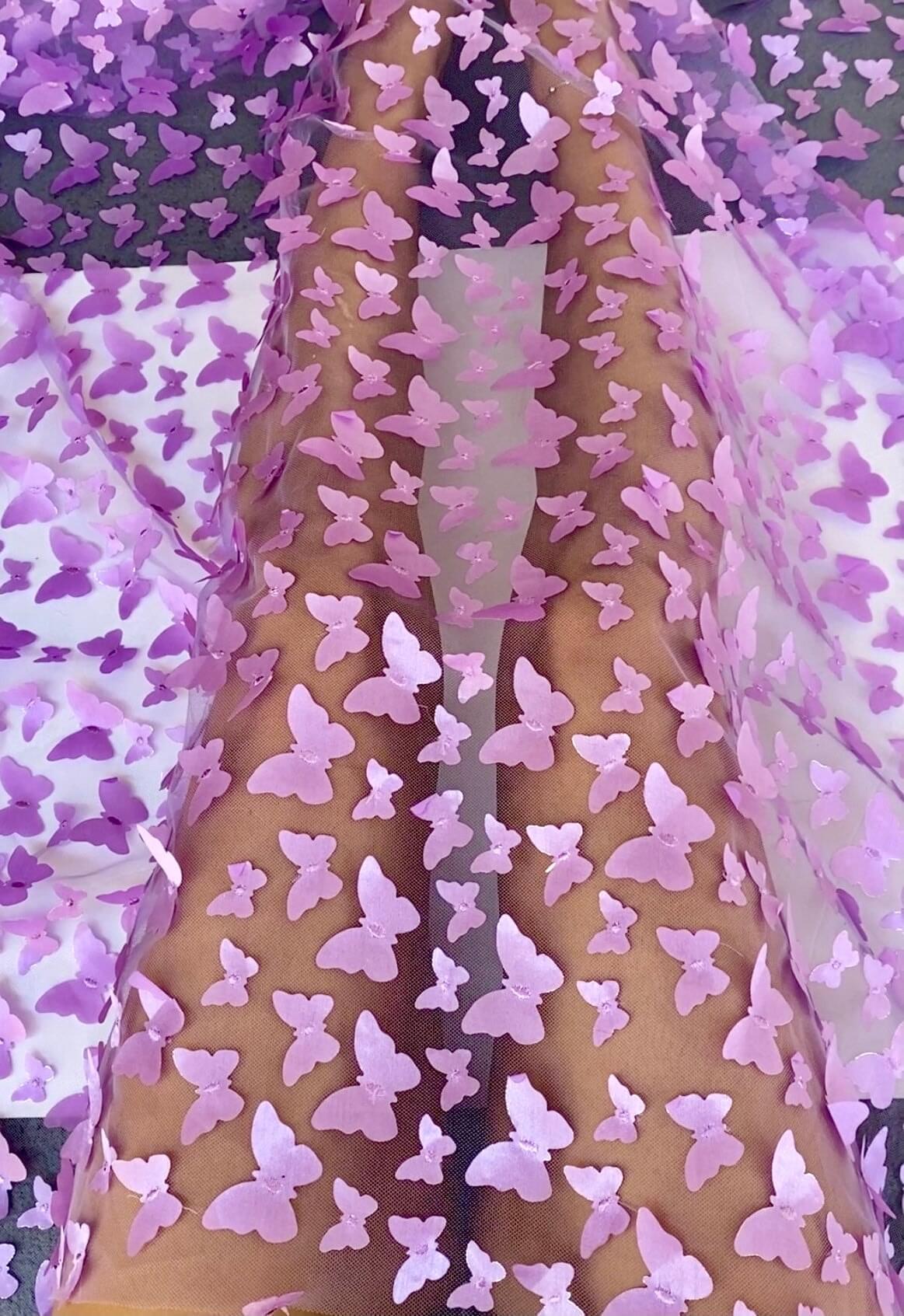 3D Lavender Butterfly Lace