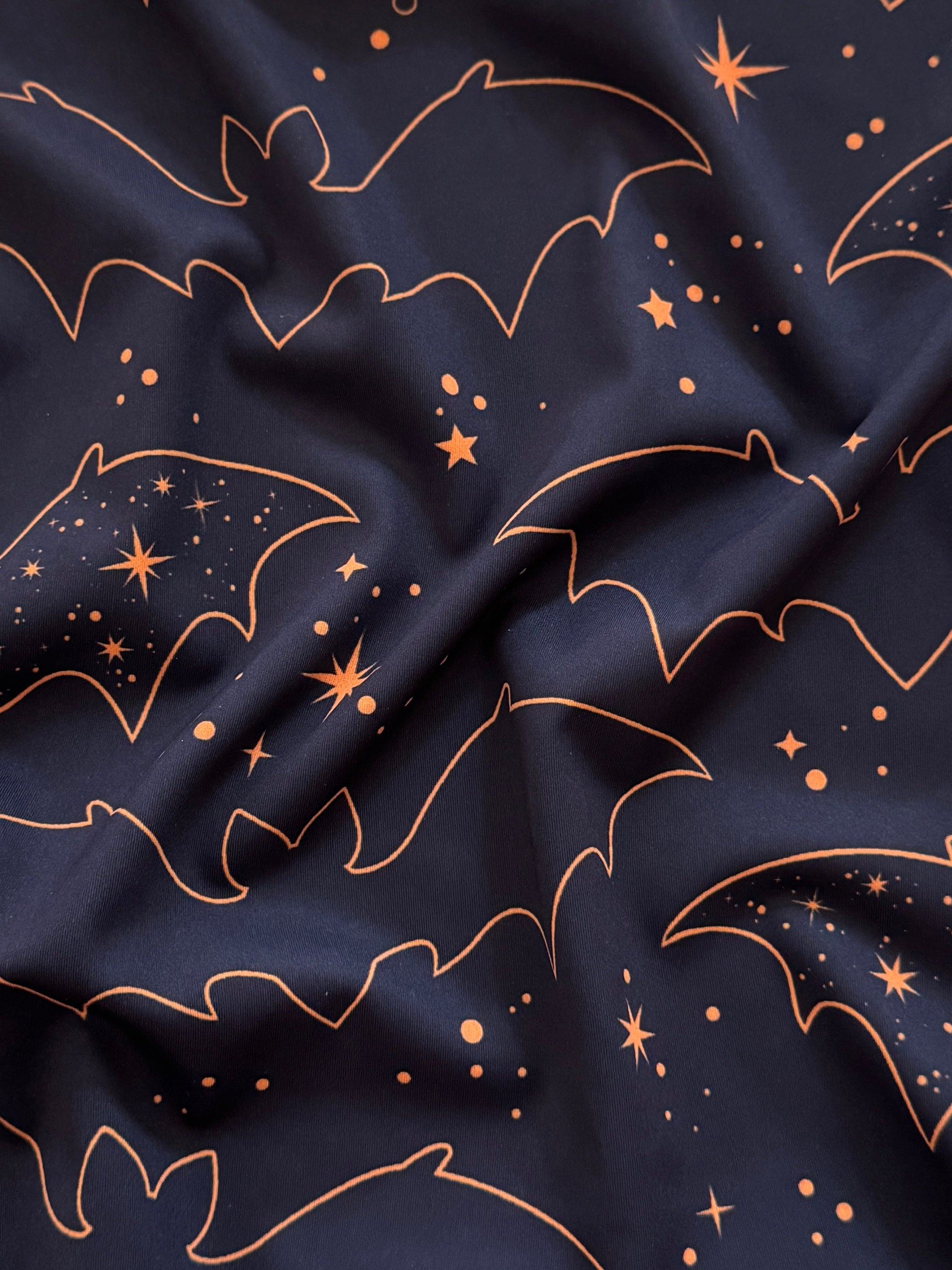 Celestial Bats Print Nylon Spandex, Kiki Sewing Store, Kiki Luxury Fabric, Cheap Fabric Store, Kiki Textiles, Kiki Textile by the Yard, Kiki Textile USA
