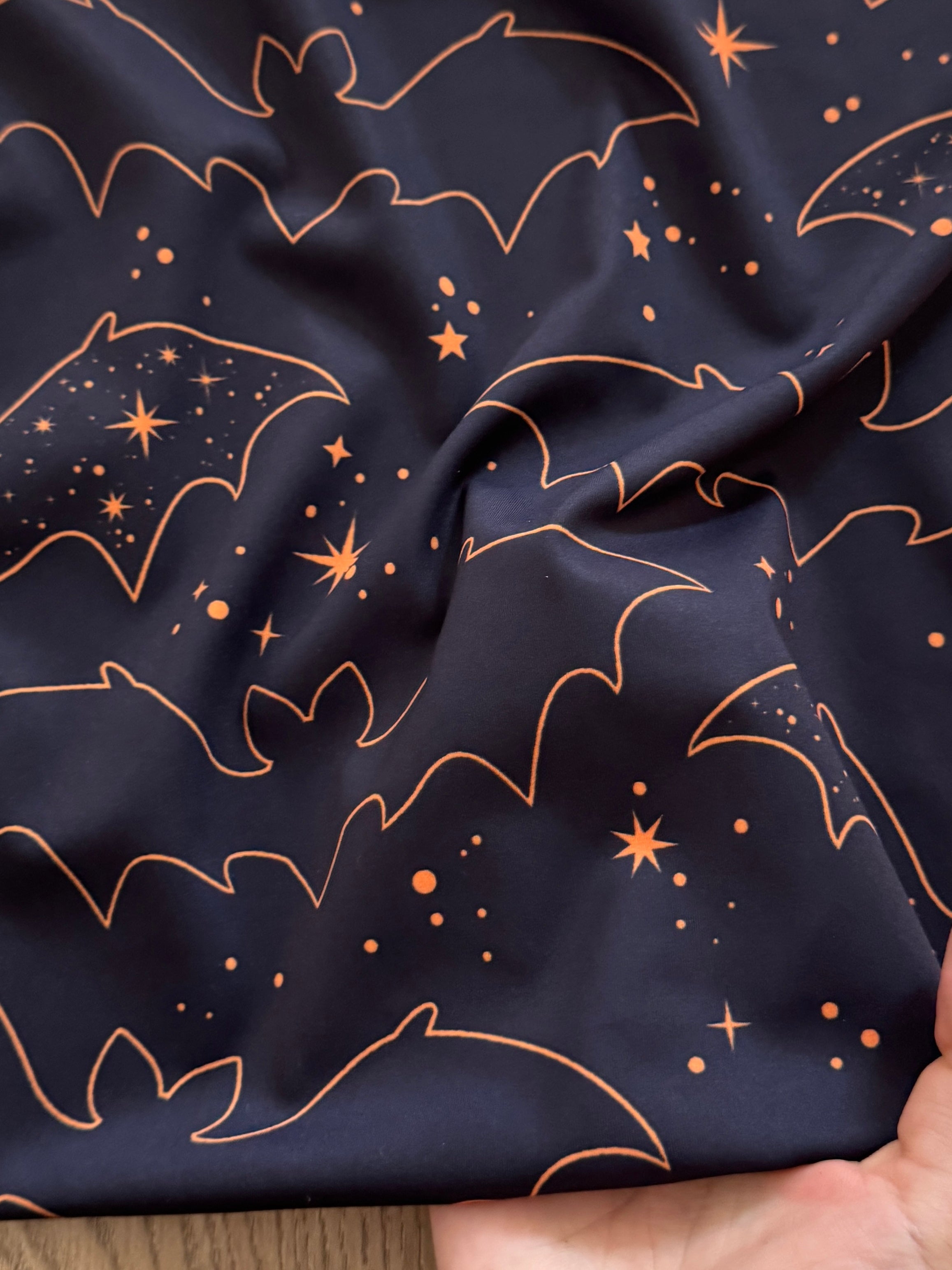 Celestial Bats Print Nylon Spandex, Halloween Spandex, Halloween Fabric, Spandex Fabric, Nylon Spandex, Stretch Fabric, 4 Way Stretch, Spooky Fabric
