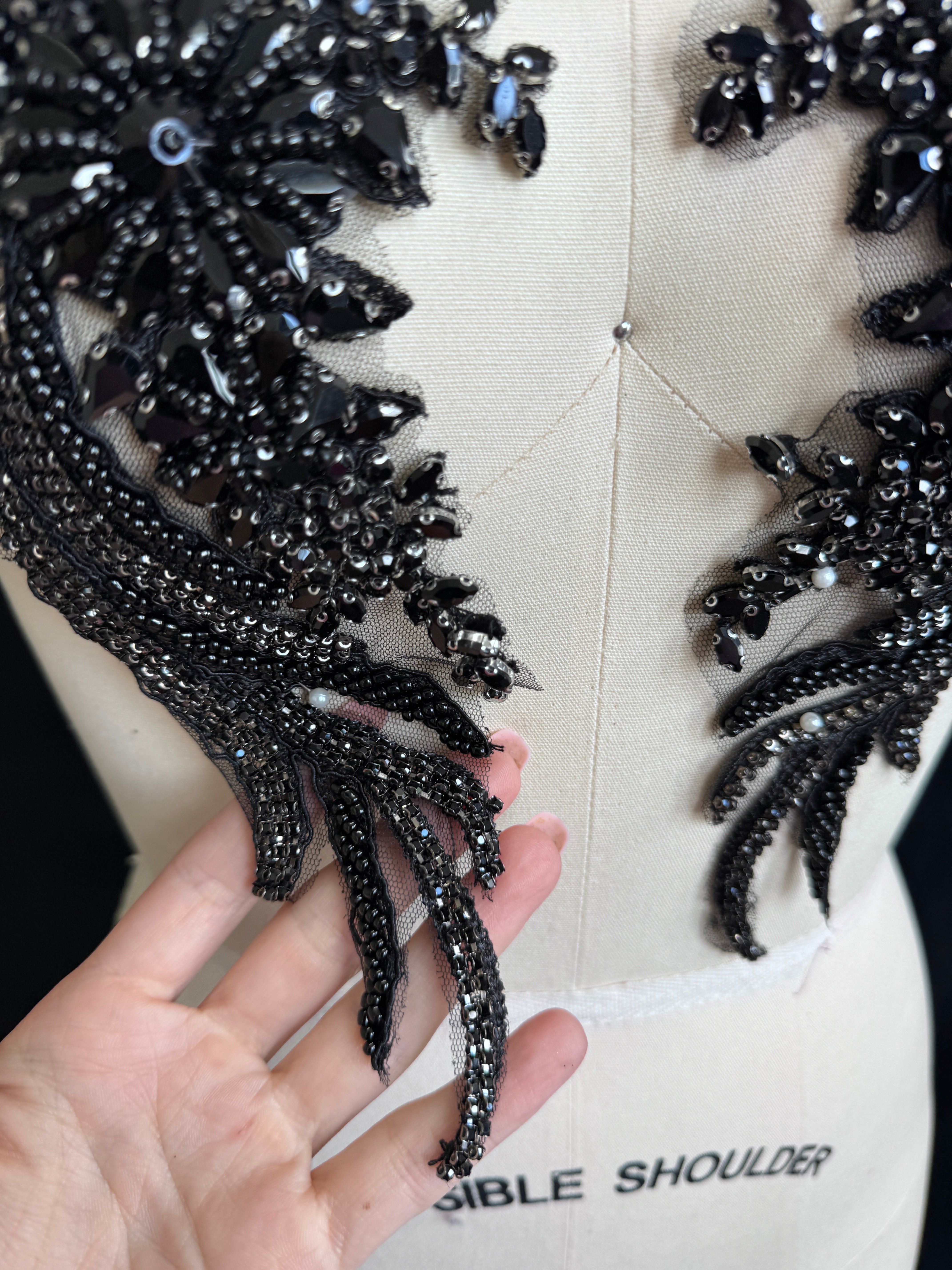 Cherise Black Rhinestones Applique, black Rhinestones Applique, dark gray Rhinestones Applique, jet black Rhinestones Applique