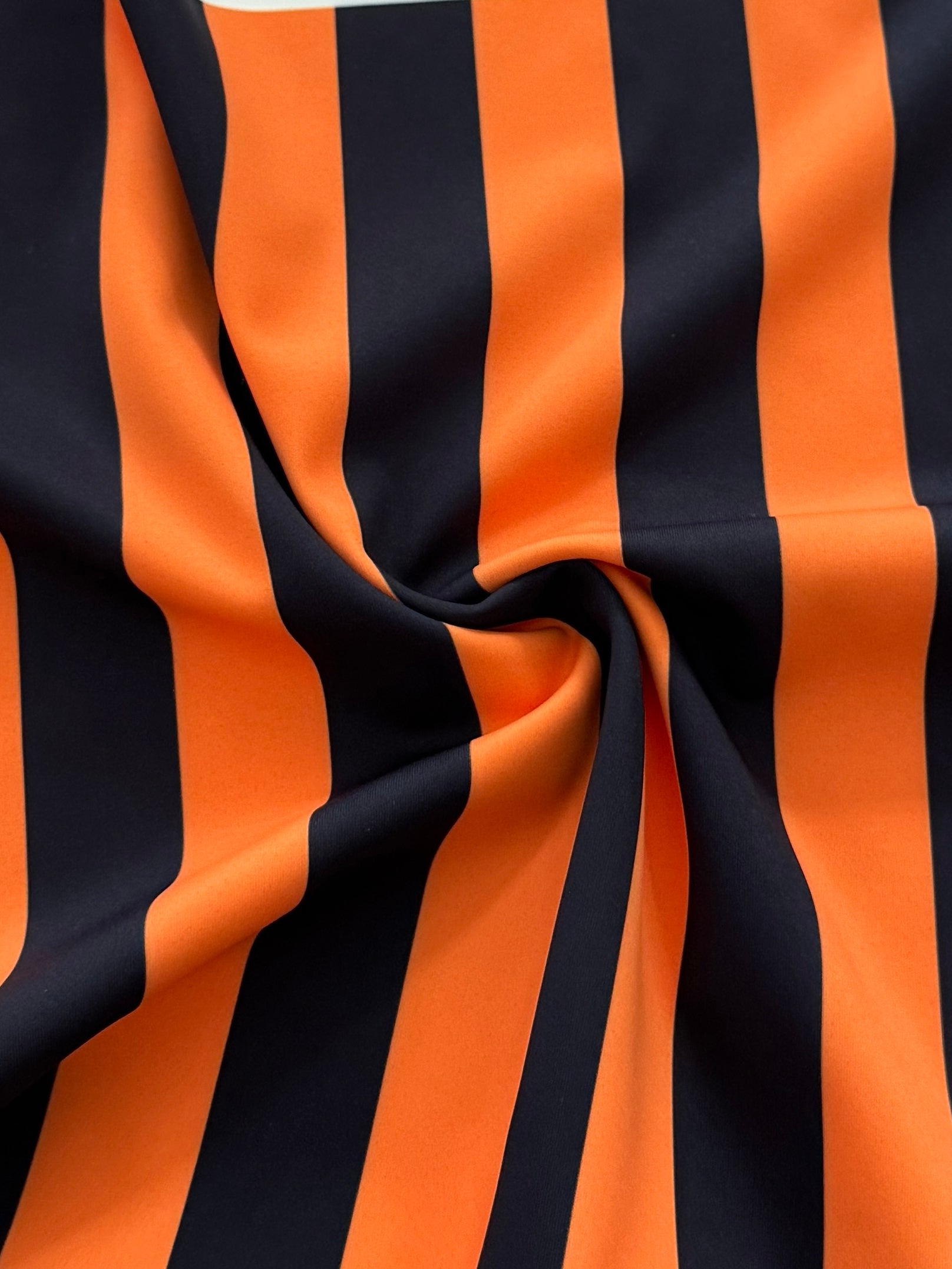 Orange Black 1 Inch Stripe Print Nylon Spandex, Halloween Spandex, Halloween Fabric, Spandex Fabric, Nylon Spandex, Stretch Fabric, 4 Way Stretch, Spooky Fabric