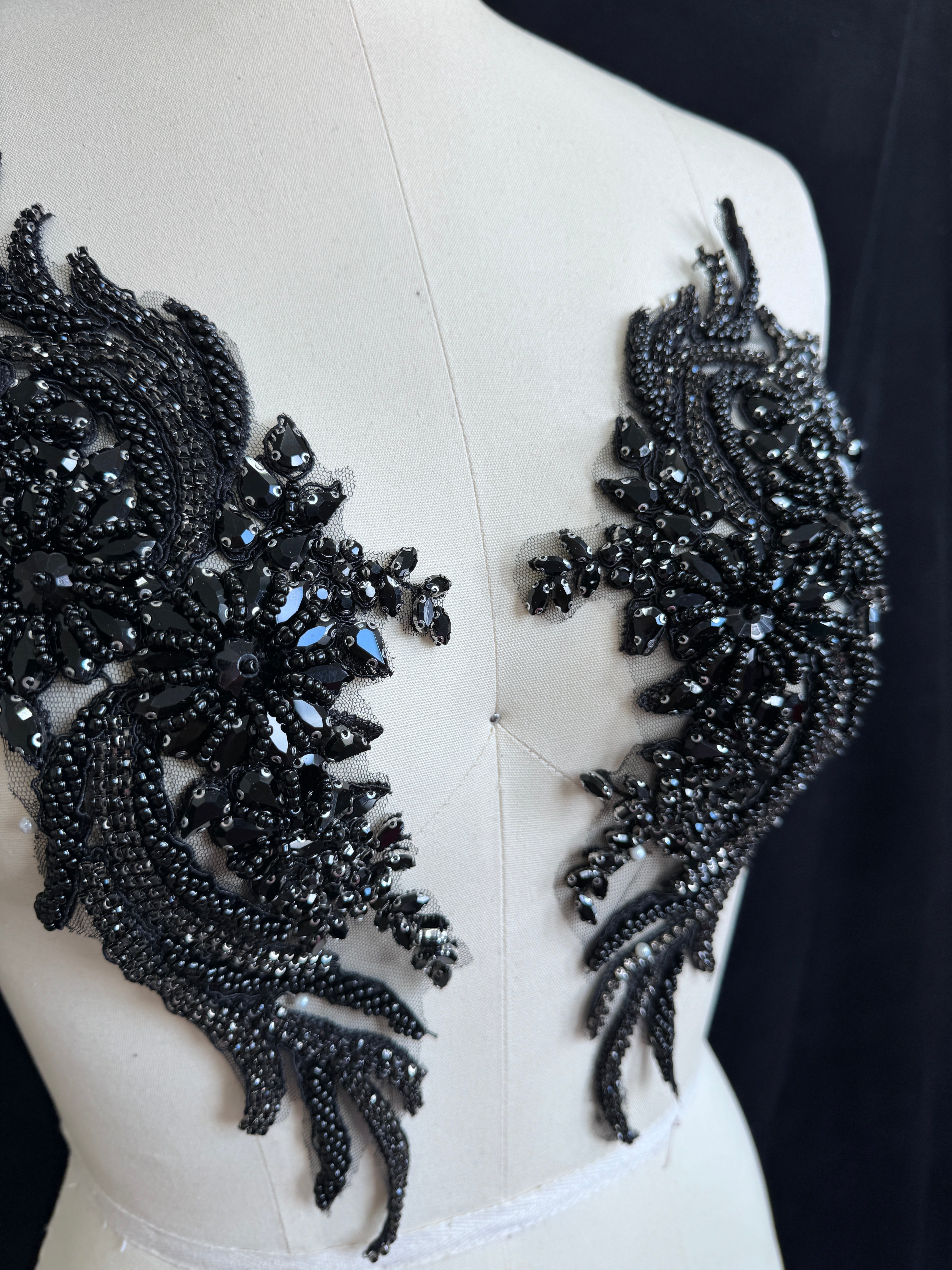 Cherise Black Rhinestones Applique, black Rhinestones Applique, dark gray Rhinestones Applique, jet black Rhinestones Applique