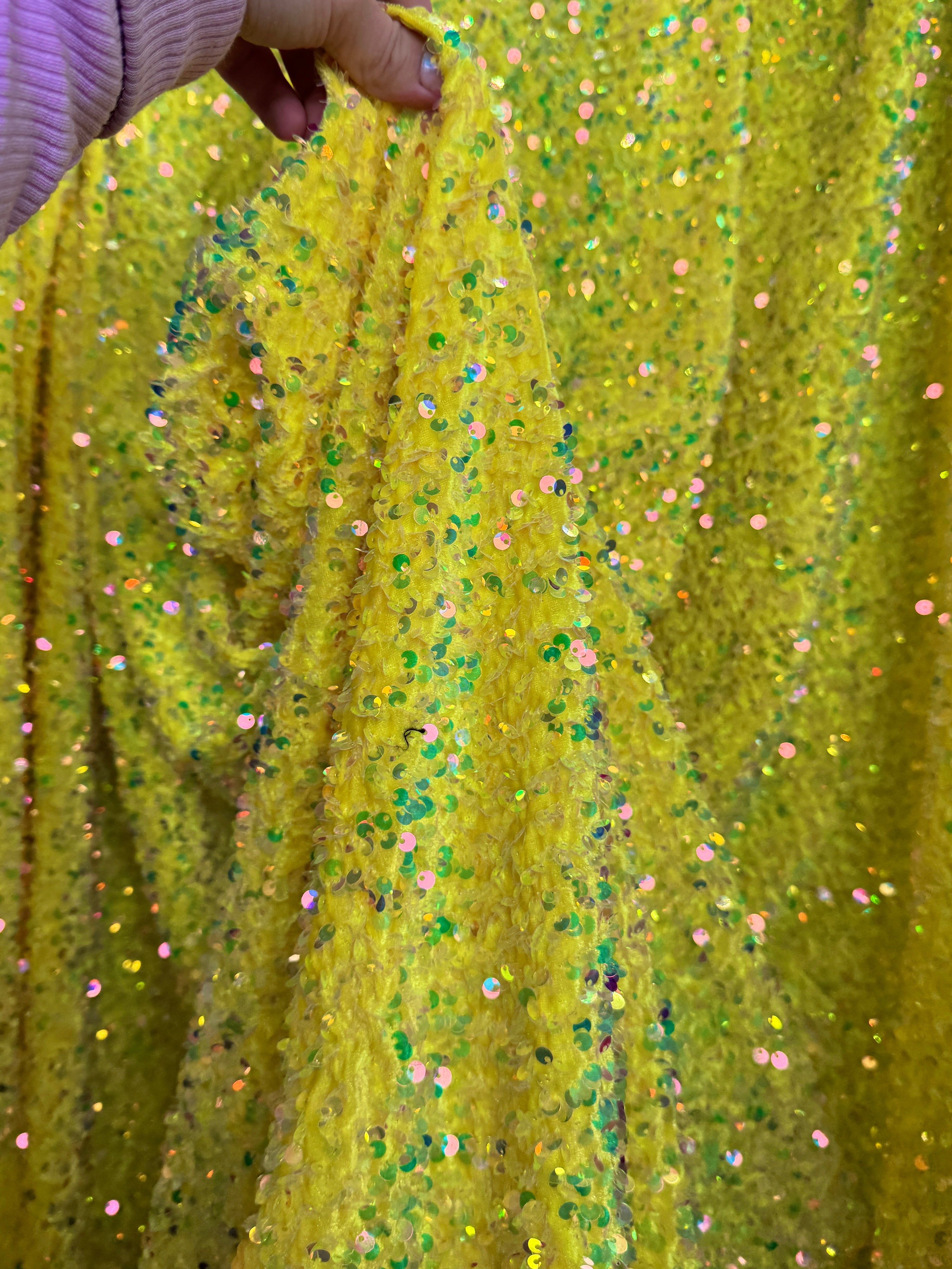 yellow iridescent sequin On velvet, yellow Sequin on velvet, Sequin on velvet, Stretch Sequin Mesh, Stretch Sequin velvet for woman,  Stretch Sequin velvet for bride, Stretch Sequin velvet on sale, Stretch Sequin velvet on discount, Stretch Sequin velvet online