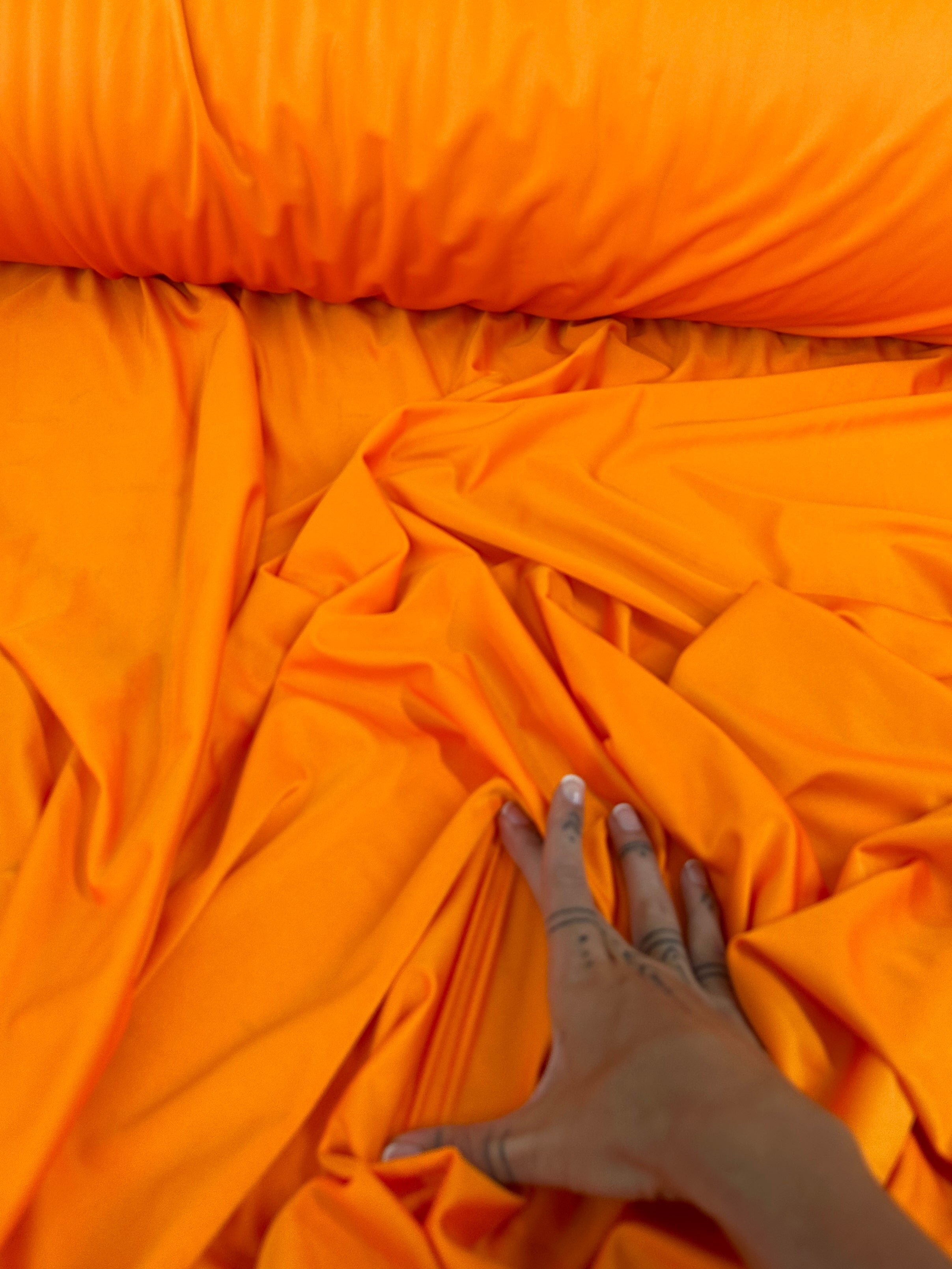 orange yoga spandex, orange nylon spandex, orange 4 way stretch spandex