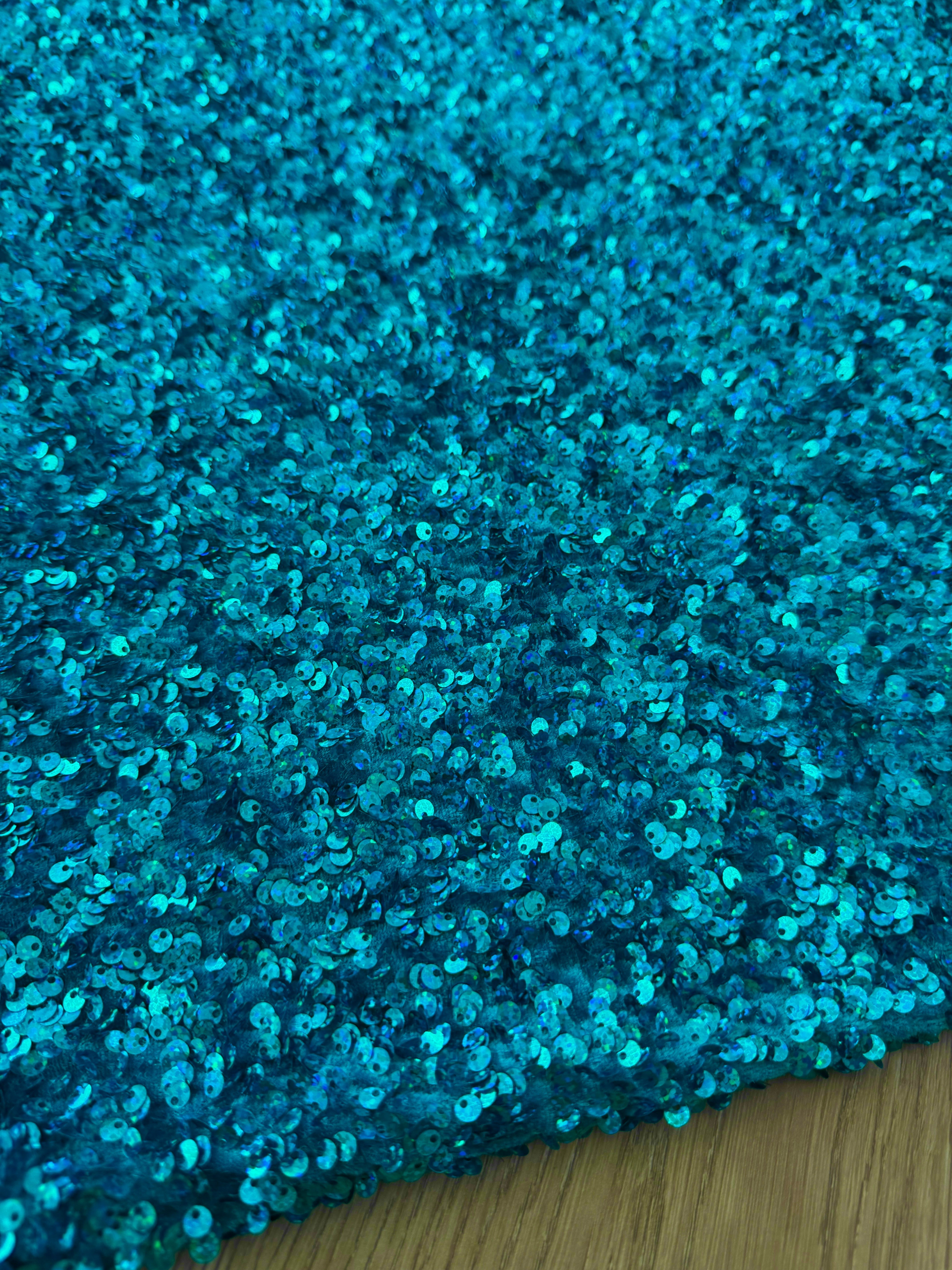 Iridescent Turquoise Sequin on Velvet (Exclusive Color), Sequin on velvet, Sequin velvet for woman, Sequin velvet for bride, Sequin velvet on discount, Velvet fabric for dress