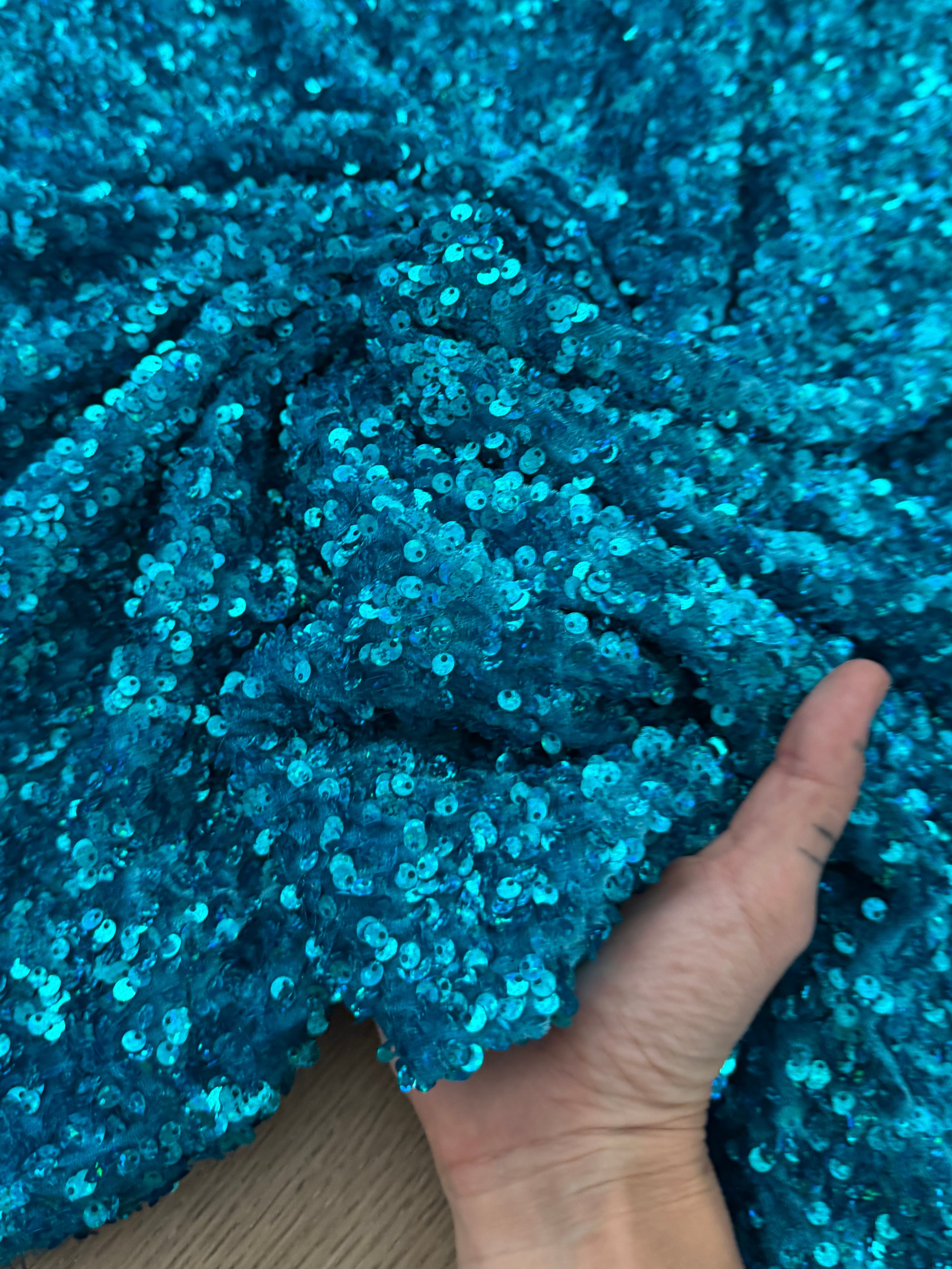 Iridescent Turquoise Sequin on Velvet ( Exclusive Color), Kiki Sewing Store, Kiki Luxury Fabric, Cheap Fabric Store, Kiki Textiles, Kiki Textile by the Yard, Kiki Textile USA