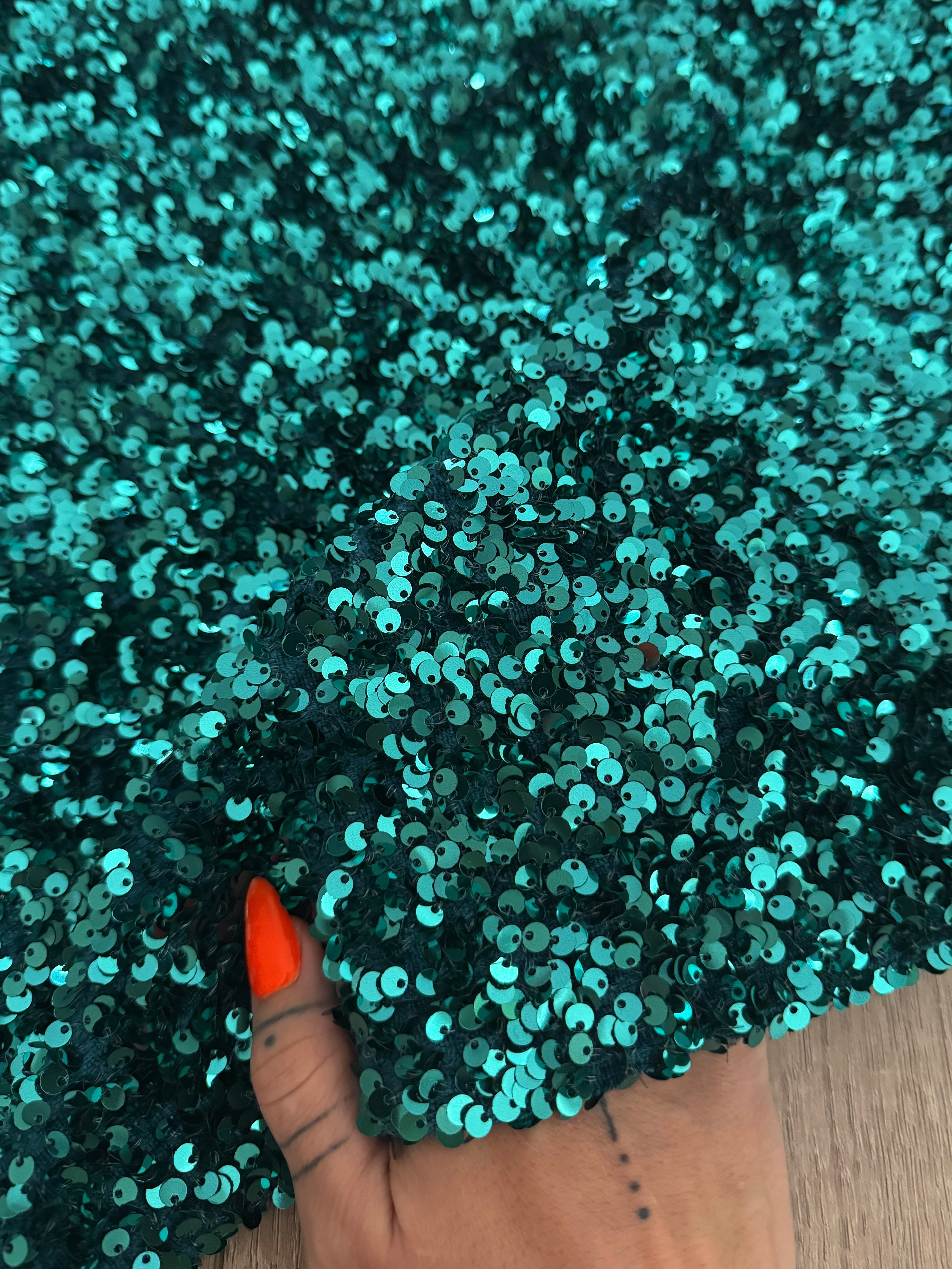 Teal Green Sequin on Velvet (Exclusive Color), Kiki Sewing Store, Kiki Luxury Fabric, Cheap Fabric Store, Kiki Textiles, Kiki Textile by the Yard, Kiki Textile USA