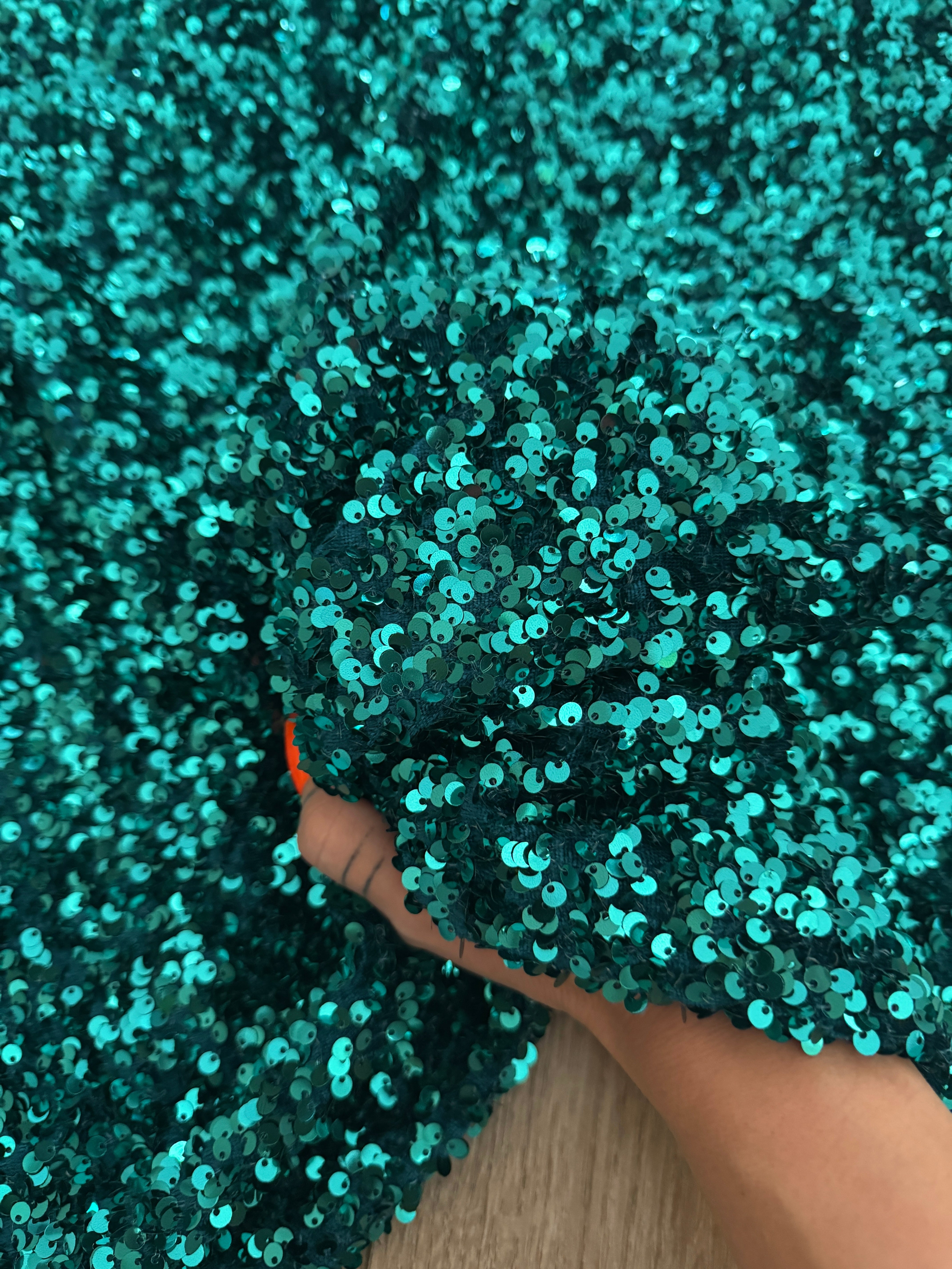 Teal Green Sequin on Velvet (Exclusive Color), Kiki Sewing Store, Kiki Luxury Fabric, Cheap Fabric Store, Kiki Textiles, Kiki Textile by the Yard, Kiki Textile USA