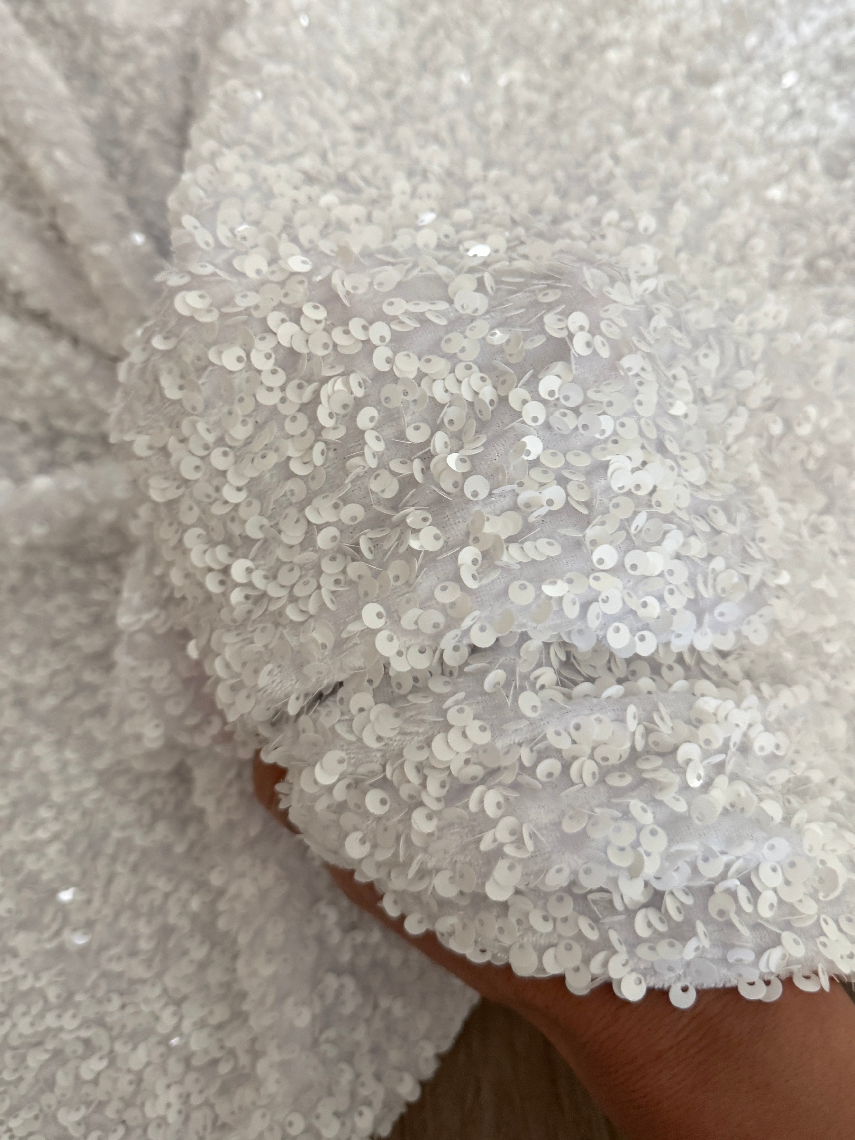 Staple White Sequin on Velvet, Kiki Sewing Store, Kiki Luxury Fabric, Cheap Fabric Store, Kiki Textiles, Kiki Textile by the Yard, Kiki Textile USA