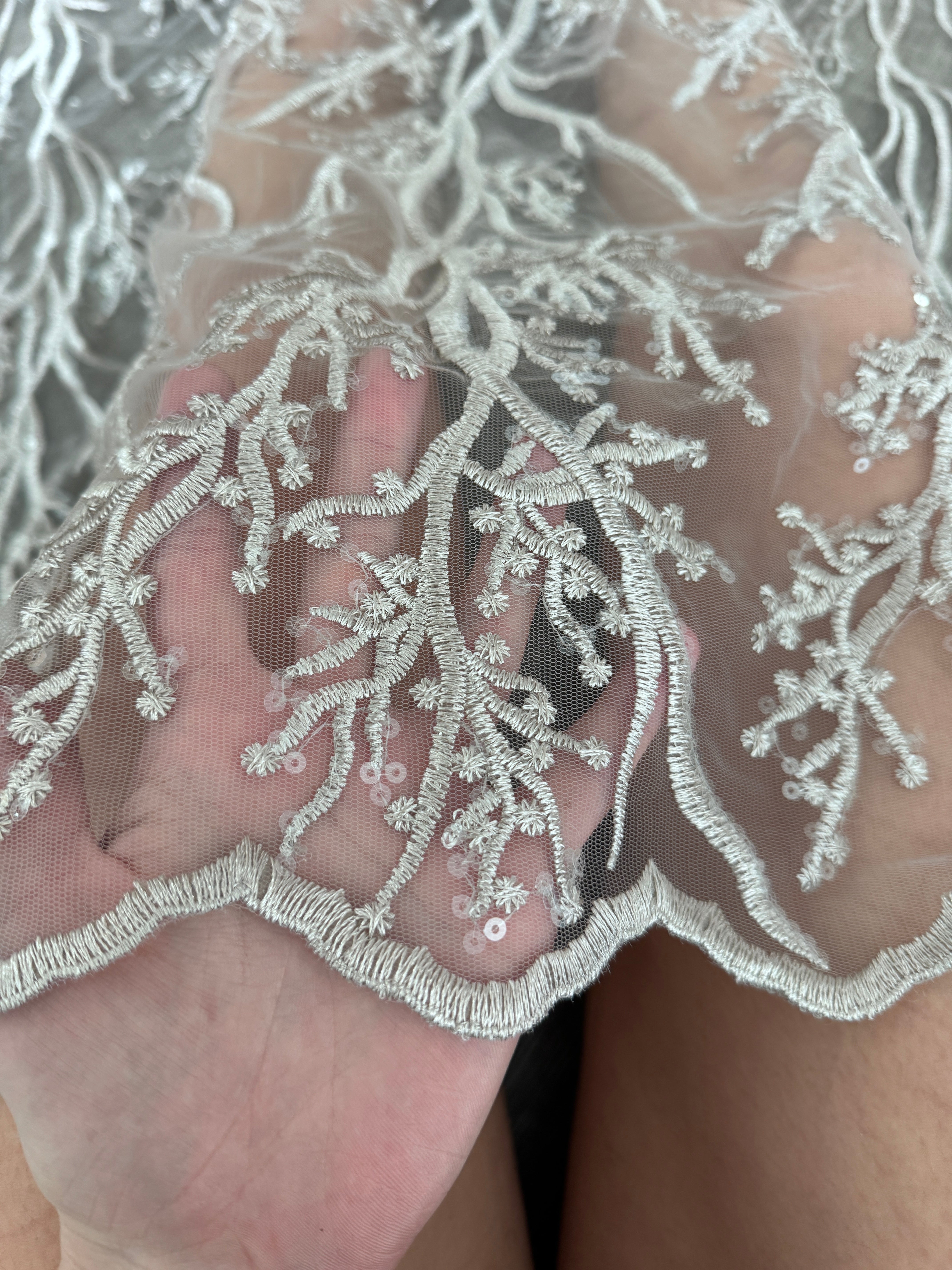 Silver Embroidered Branch Bridal Lace, dark silver Embroidered Branch Bridal Lace, light silver Embroidered Branch Bridal Lace, Embroidered Branch Bridal Lace for woman, Embroidered Branch Bridal Lace for bride, Embroidered Branch Bridal Lace on discount