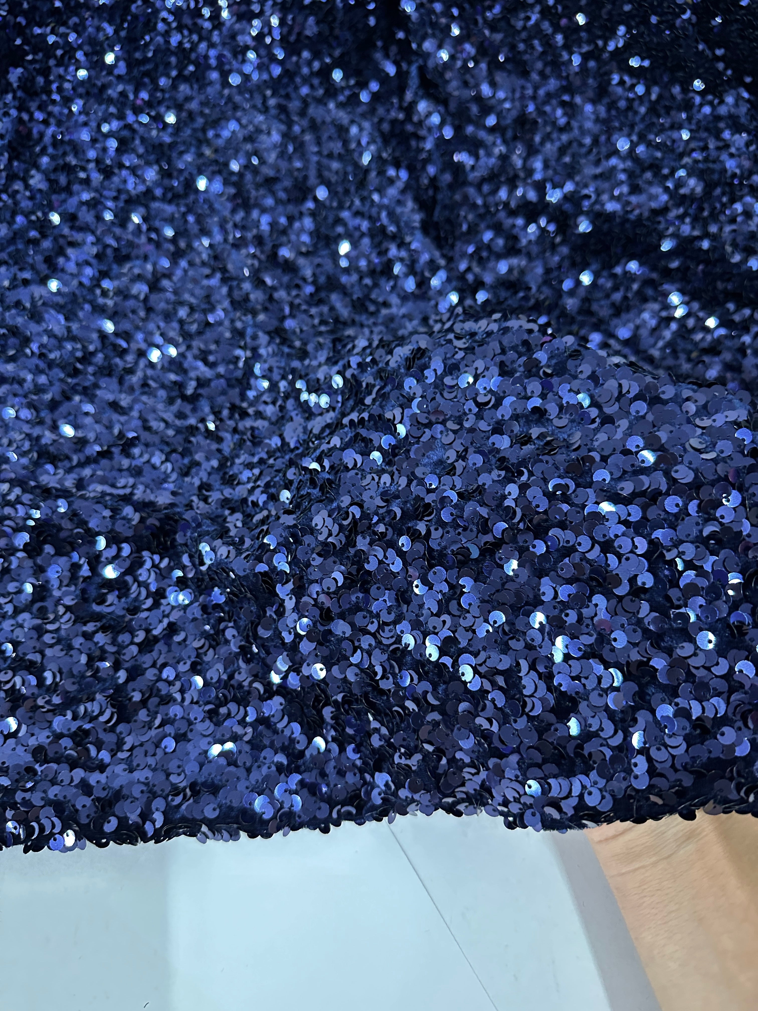 navy blue Sequin on Velvet, blue sequin on velvet, dark blue sequin on velvet, light blue sequin on velvet, velvet on discount, velvet on sale, buy velvet online, kikitextile velvet, premium velvet, velvet for gown, velvet for woman, velvet for bride