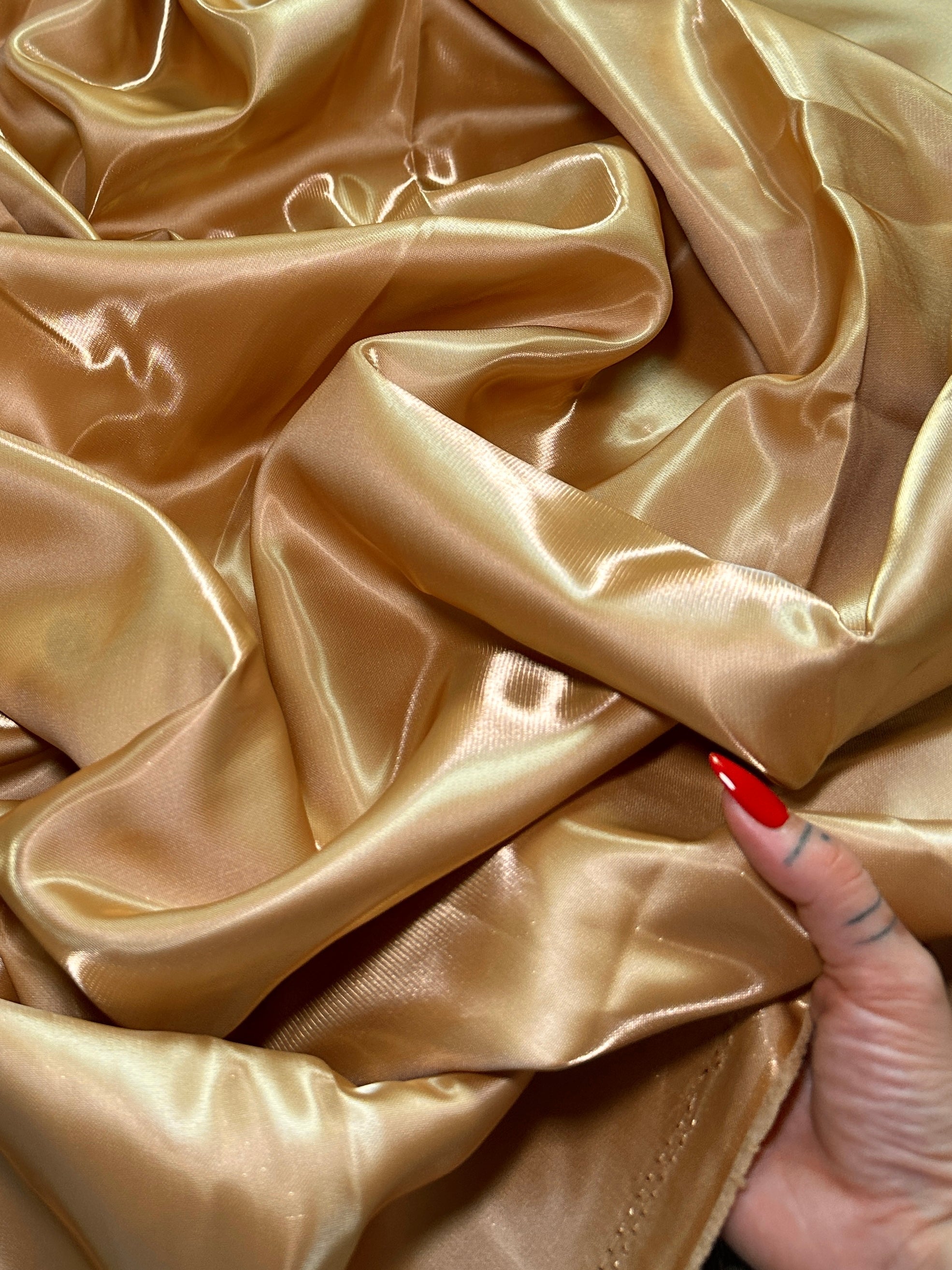 Gold Liquid Bridal Satin, Fabric Store, Sewing Store, Cheap Fabric Store, Kiki Textiles, Textile by the Yard