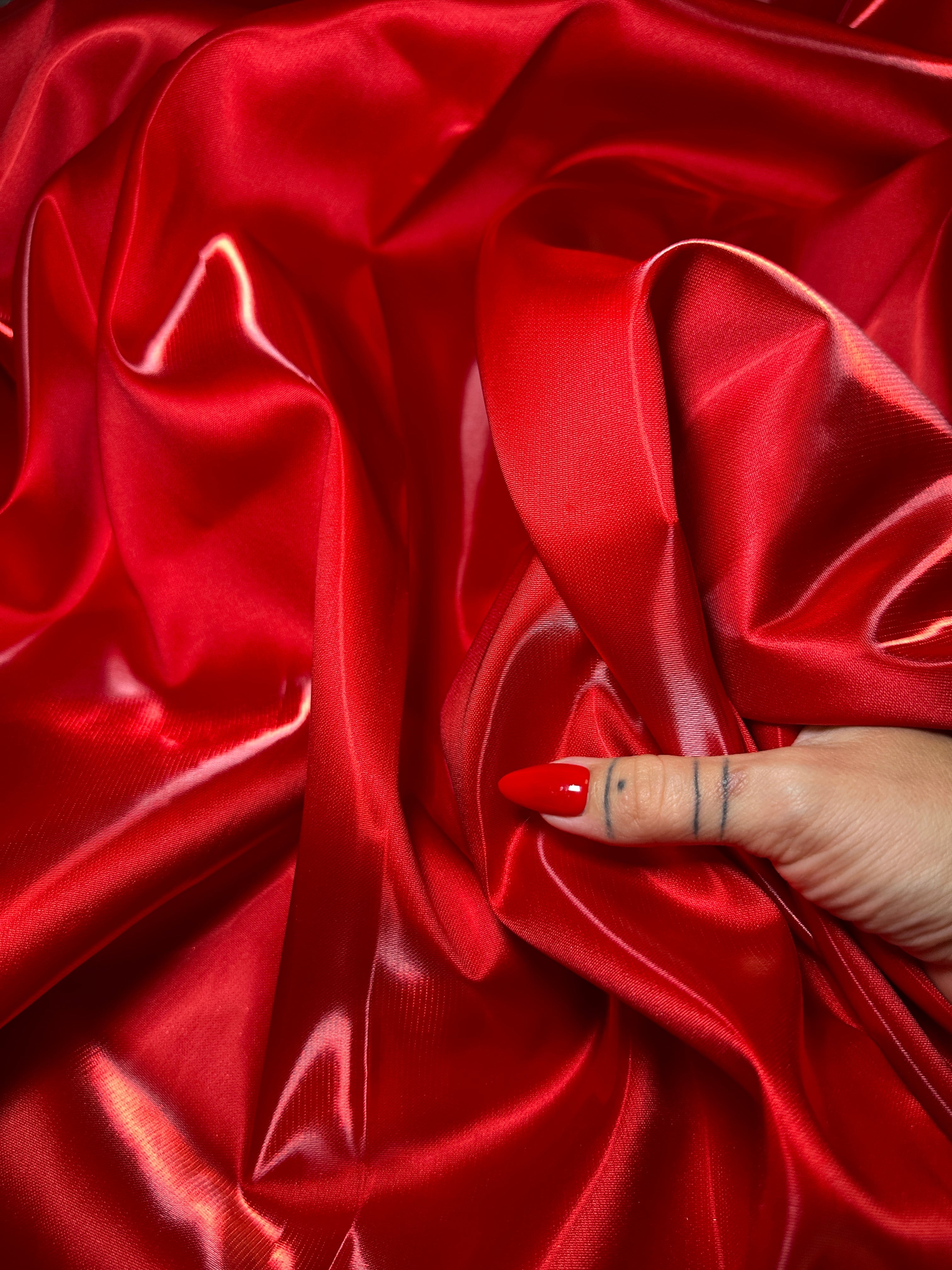 Red Liquid Bridal Satin, Fabric Store, Sewing Store, Cheap Fabric Store, Kiki Textiles, Textile by the Yard