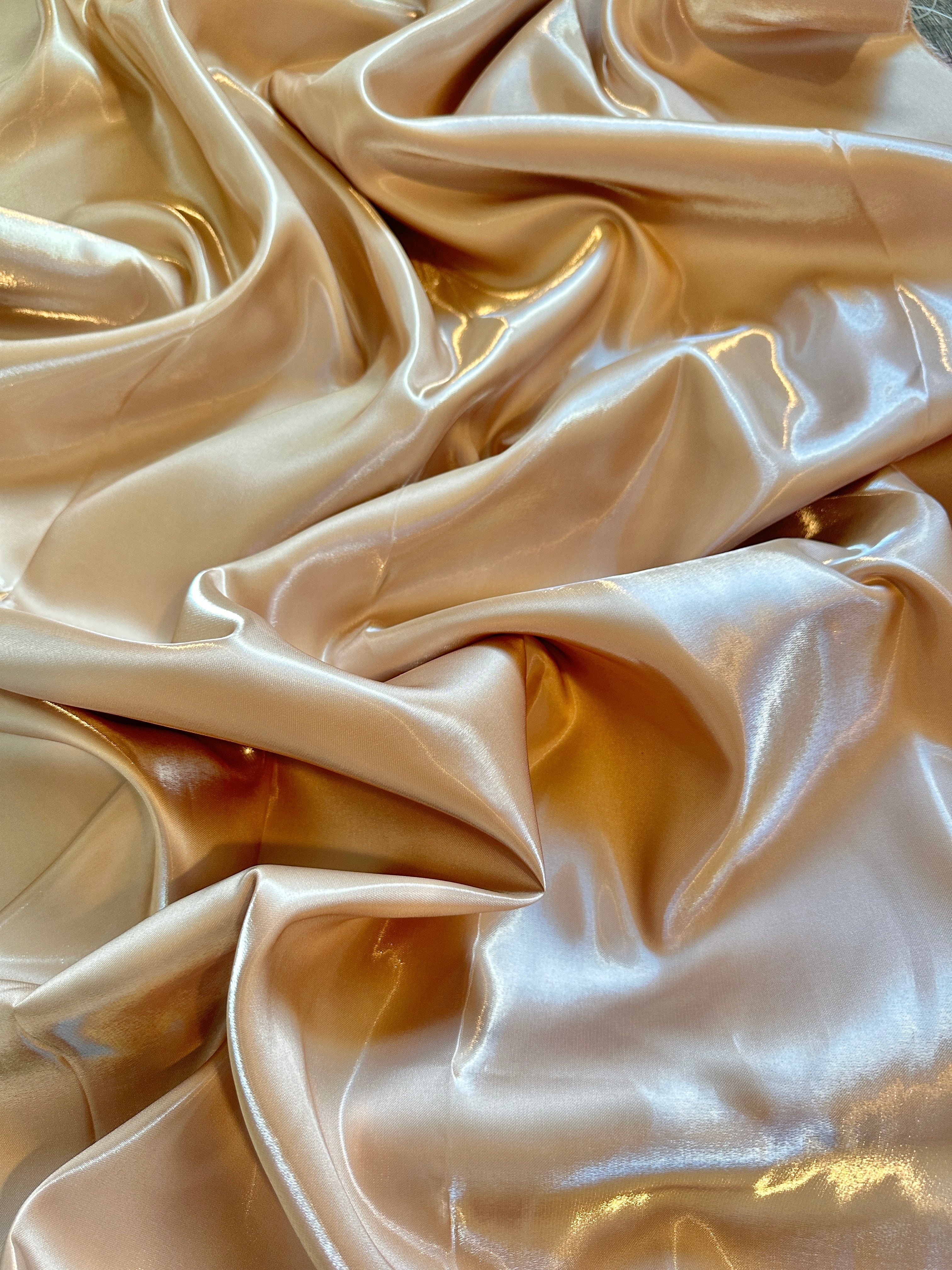 Champagne Liquid Bridal Satin, Luxury Silky Satin, Liquid Bridal Satin, Silky Satin, Premium Stretch Bridal Satin, Satin for Bride, Satin for Women, Satin in Low Price, Cheap Satin, Satin on Sale