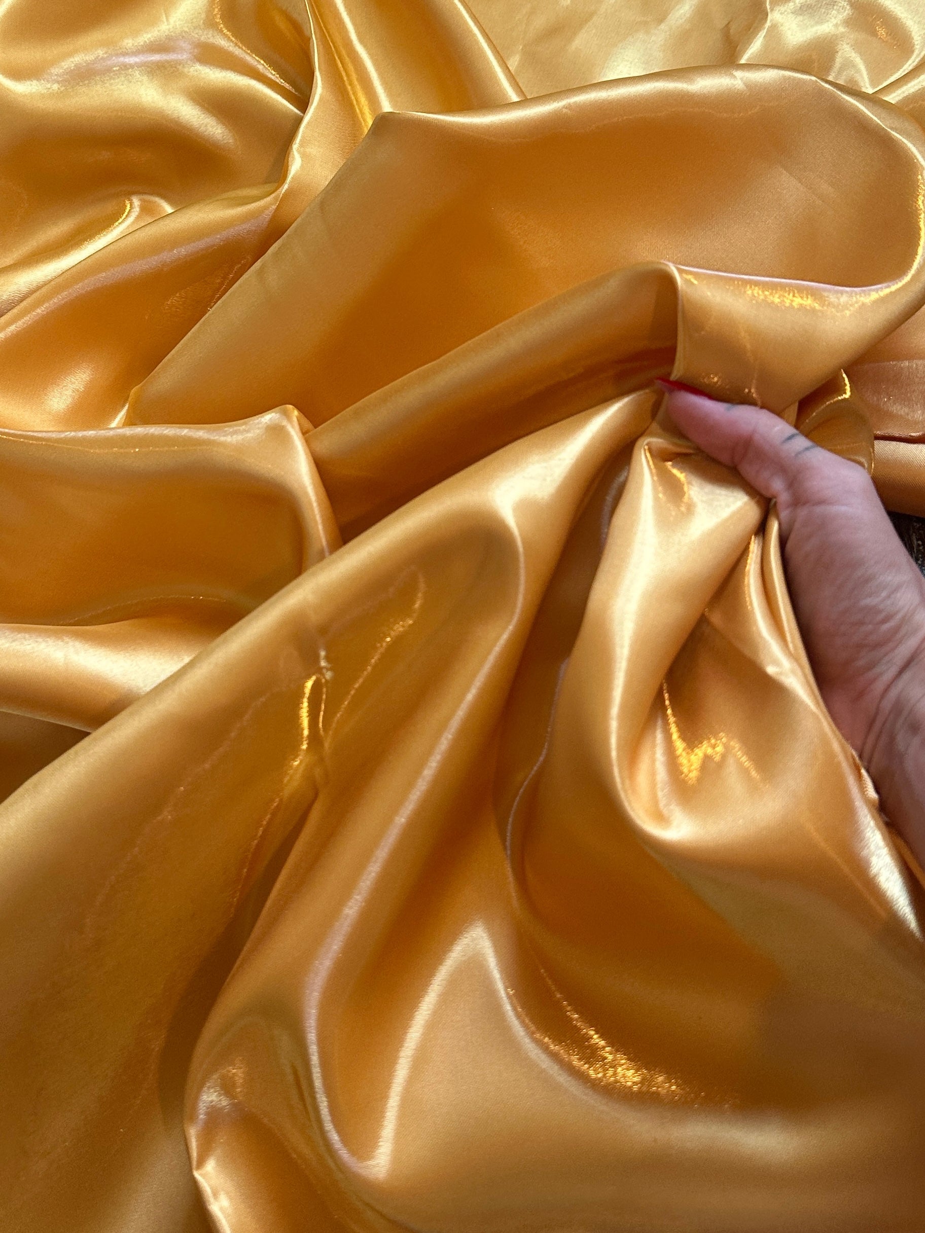 Deep Gold Liquid Bridal Satin, Fabric Store, Sewing Store, Cheap Fabric Store, Kiki Textiles, Textile by the Yard
