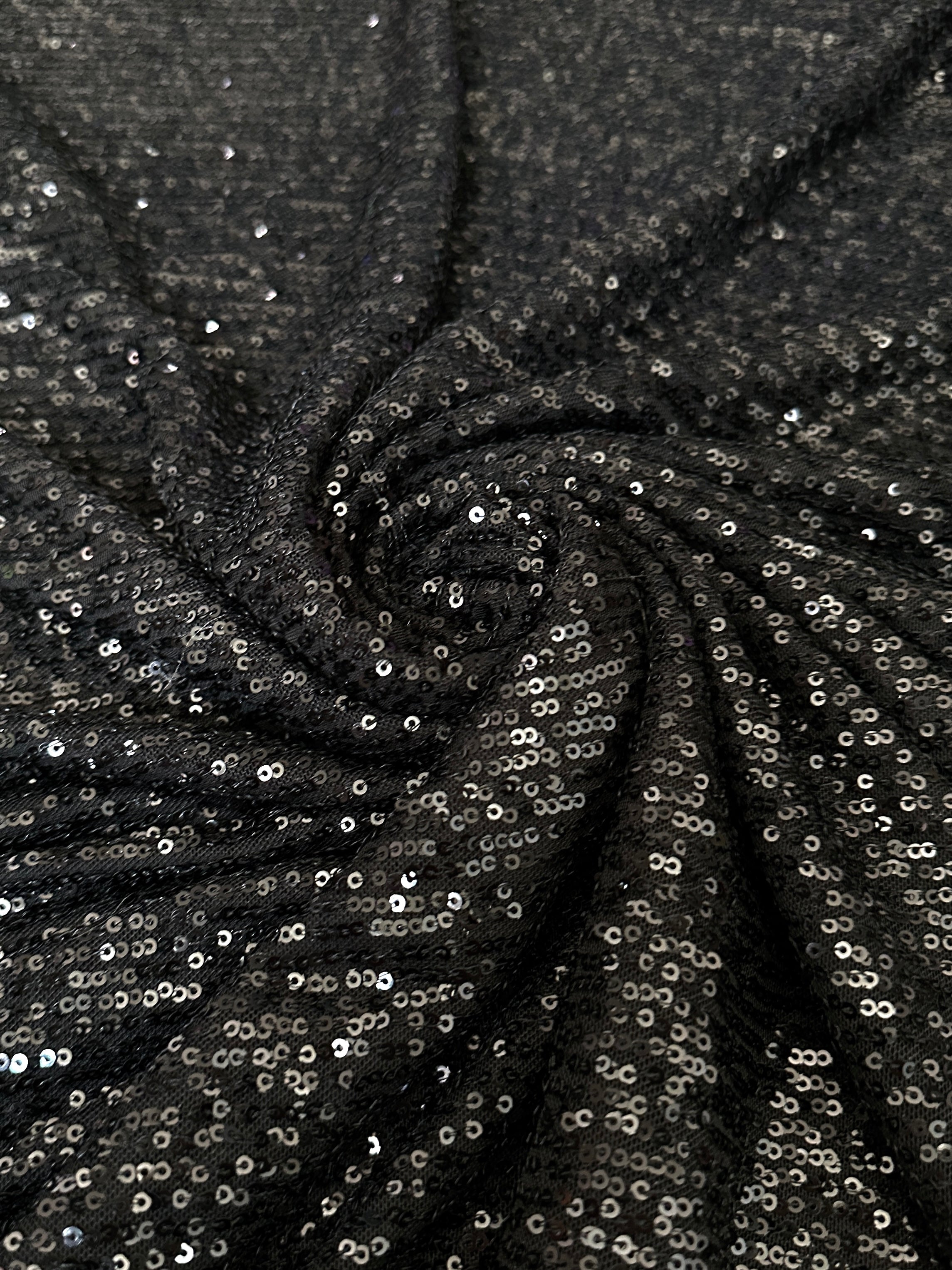 black super stretch sequin on mesh, dark grey sequin on mesh, jet black sequin on mesh, sequin on mesh for woman, sequin on mesh for bride, sequin on mesh on discount, sequin on mesh on sale, premium sequin on mesh, kiki textile sequin on mesh, sequin on mesh for party wear 