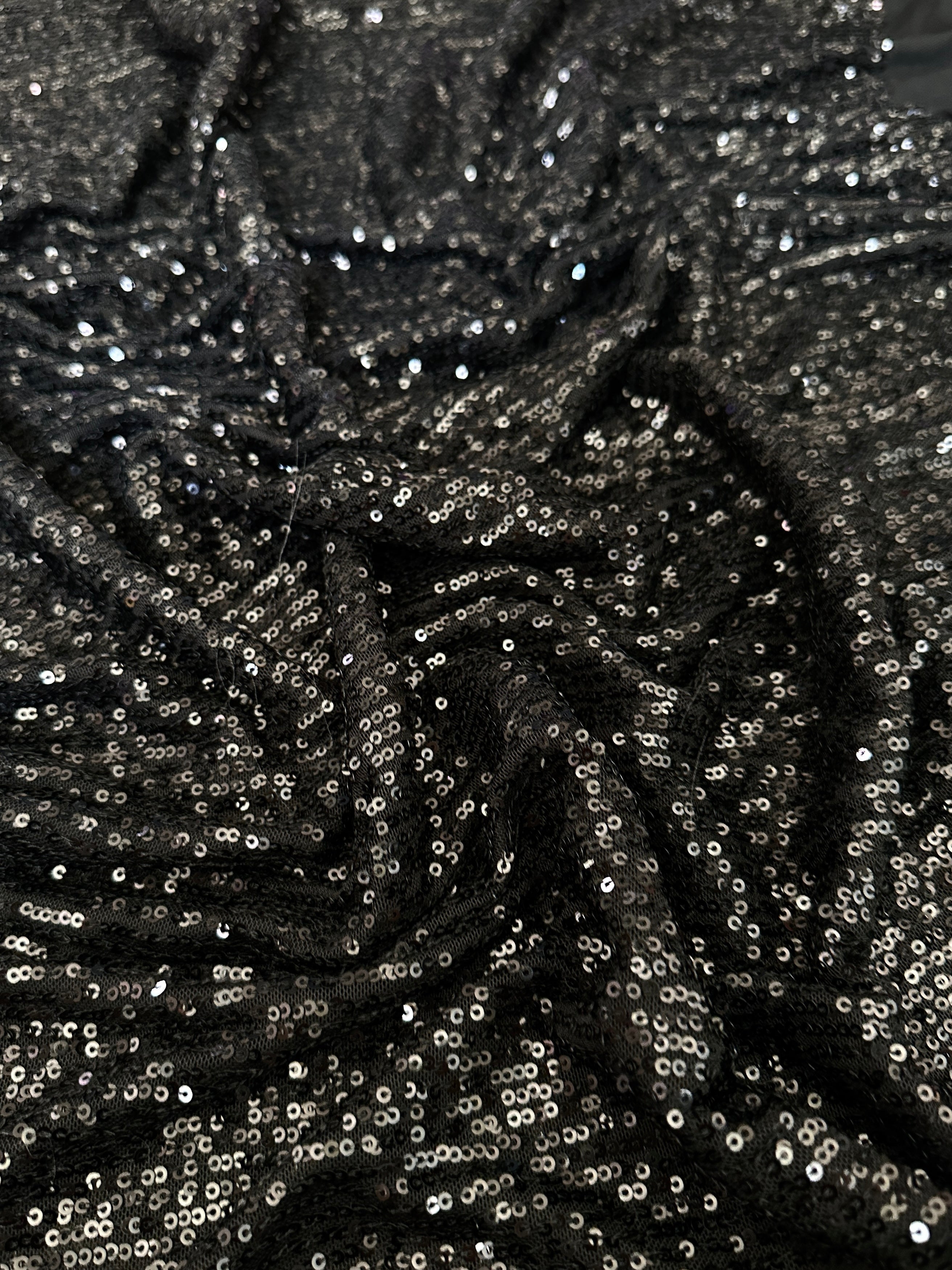 black super stretch sequin on mesh, dark grey sequin on mesh, jet black sequin on mesh, sequin on mesh for woman, sequin on mesh for bride, sequin on mesh on discount, sequin on mesh on sale, premium sequin on mesh, kiki textile sequin on mesh, sequin on mesh for party wear 