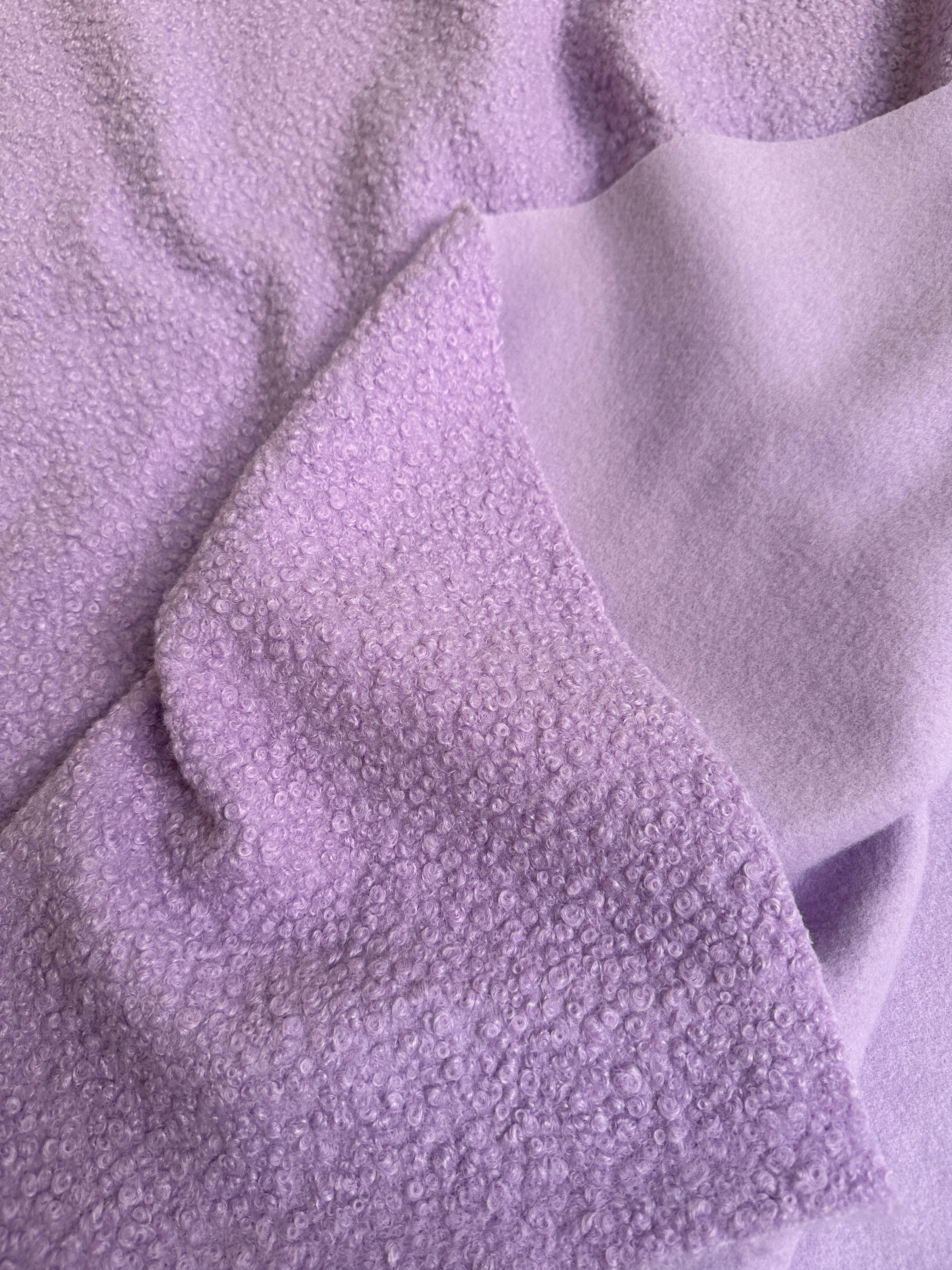 lavender Lamb Premium Faux Wool, light purple Faux Wool, purple Faux Wool, Faux Wool for jacket, premium Faux Wool, Faux Wool for winter, winter collection, Faux Wool on sale, Faux Wool in low price