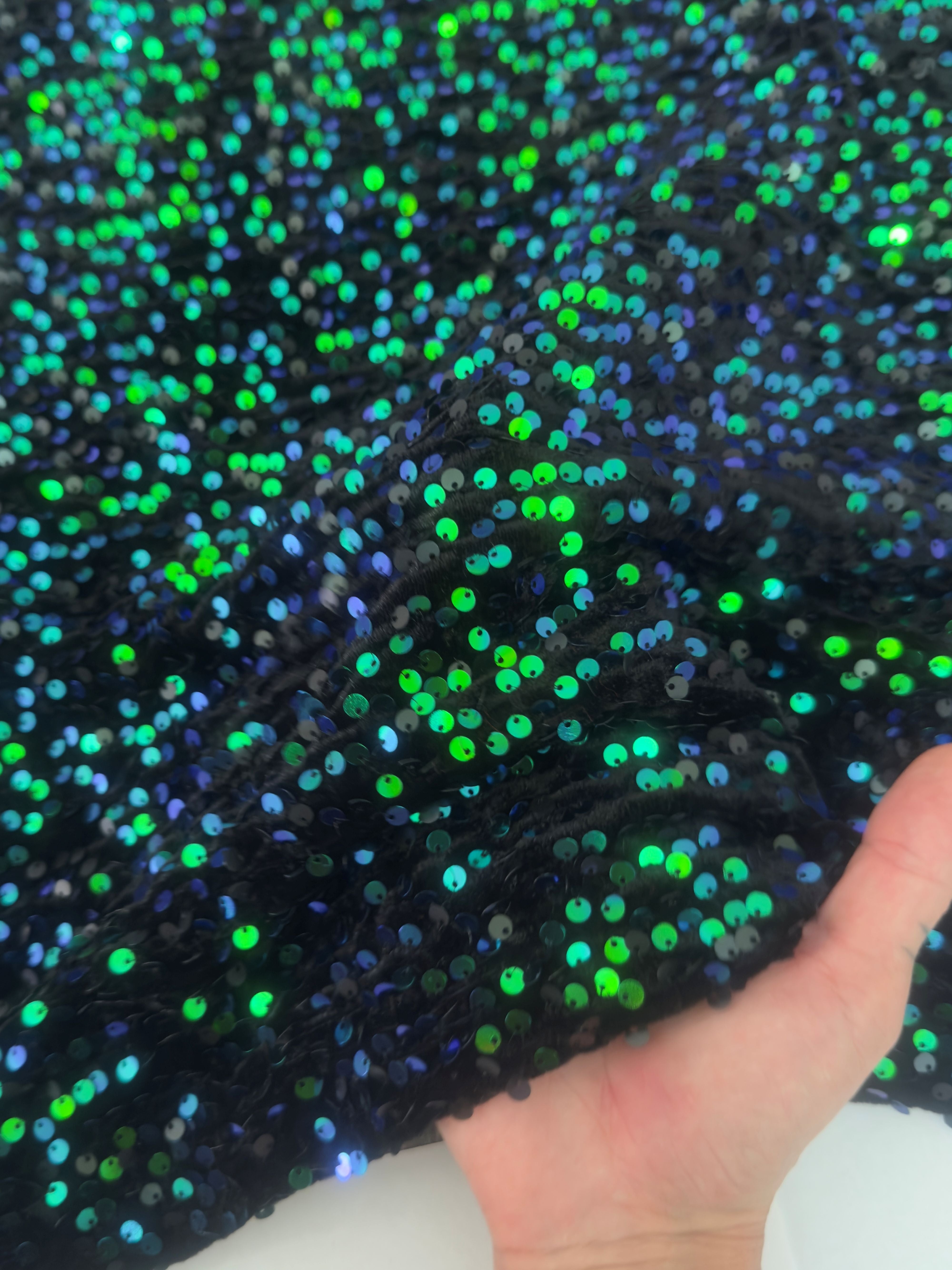 Kelly Green Sequins Velvet, Fabric Store, Sewing Store, Cheap Fabric Store, Kiki Textiles, Textile by the Yard