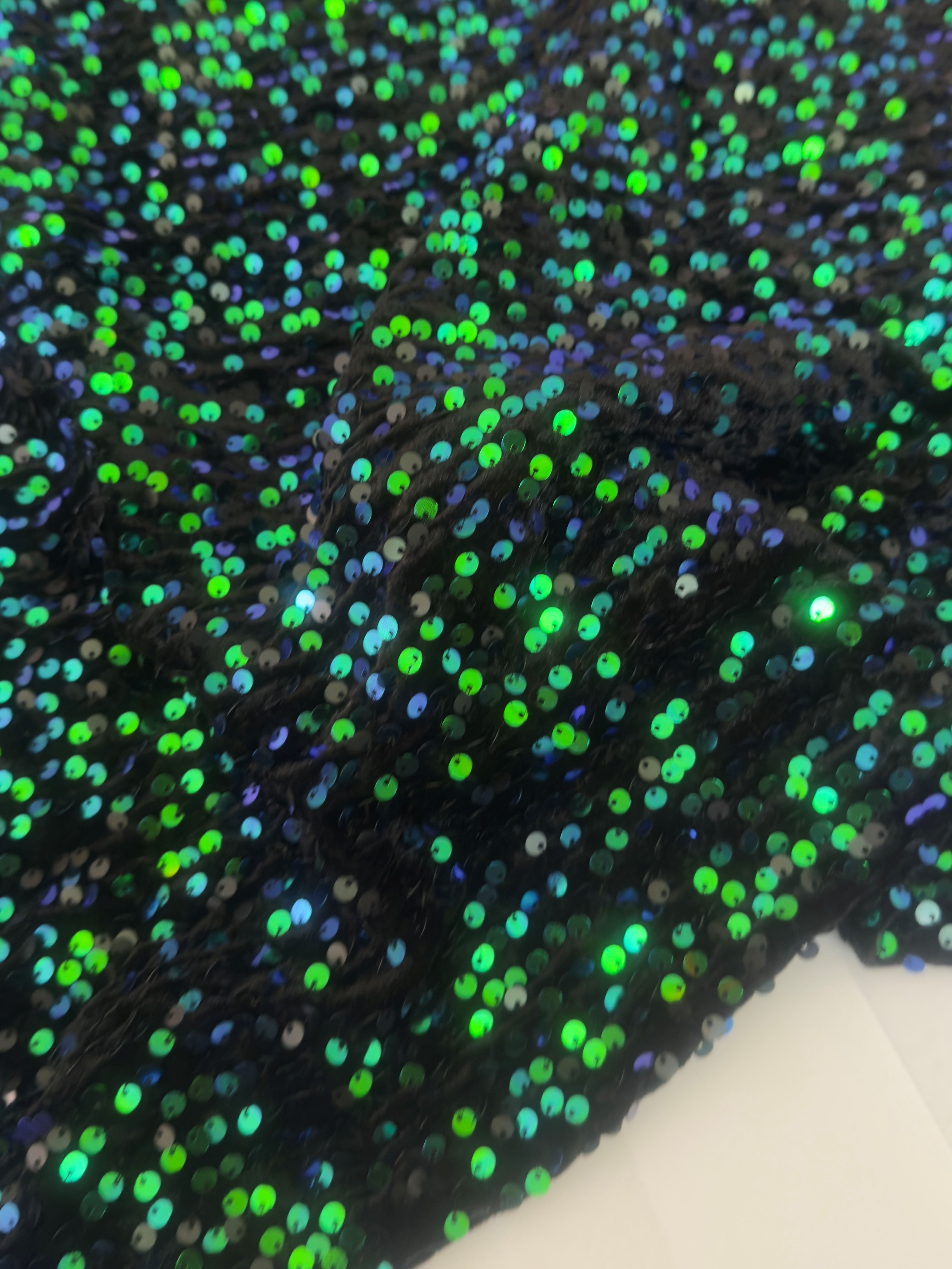 Kelly Green Sequins Velvet, Sequins Velvet, Stretch Sequin Mesh, Stretch Sequin velvet for woman, Stretch Sequin velvet for bride, Stretch Sequin velvet on discount, Stretch Sequin velvet online