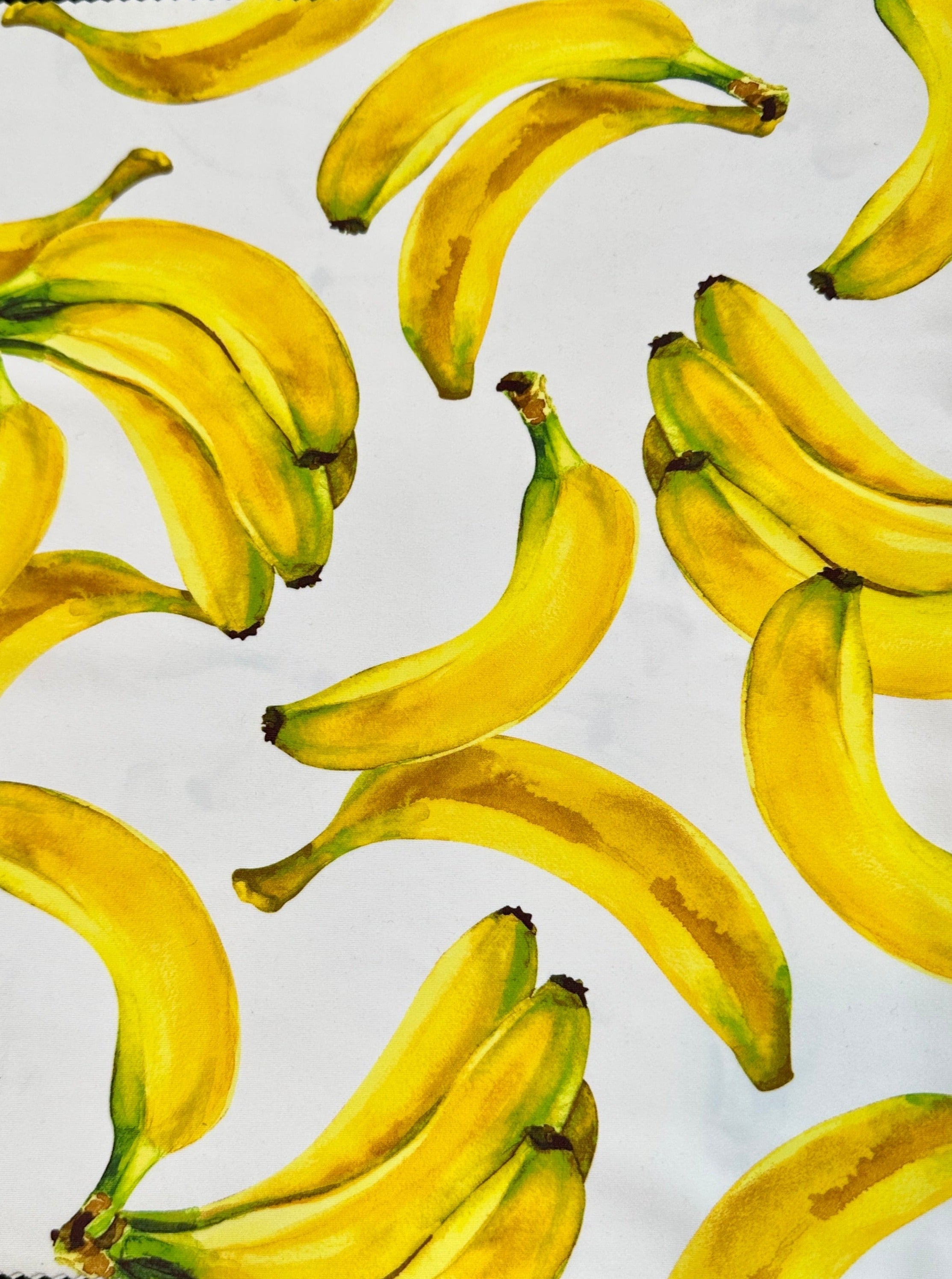 banana print fabric, banana white nylon spandex, printed spandex fabric, spandex for legging, fabric for dancewear, kikitextiles, printed fabric, spandex store usa, spandex for woman, spandex on sale, spandex on discount, premium spandex
