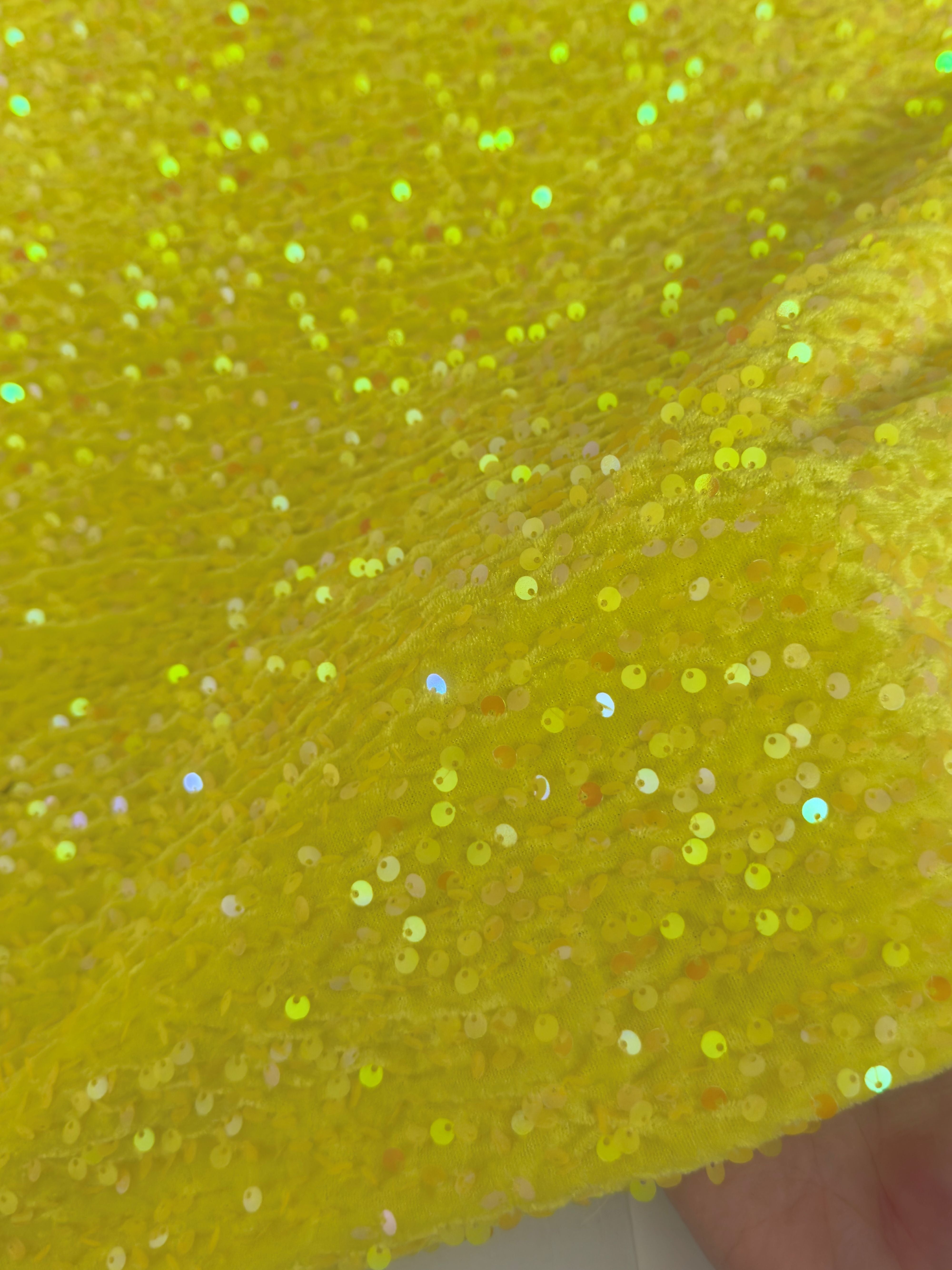 Banana Yellow Sequins Velvet, Fabric Store, Sewing Store, Cheap Fabric Store, Kiki Textiles, Textile by the Yard