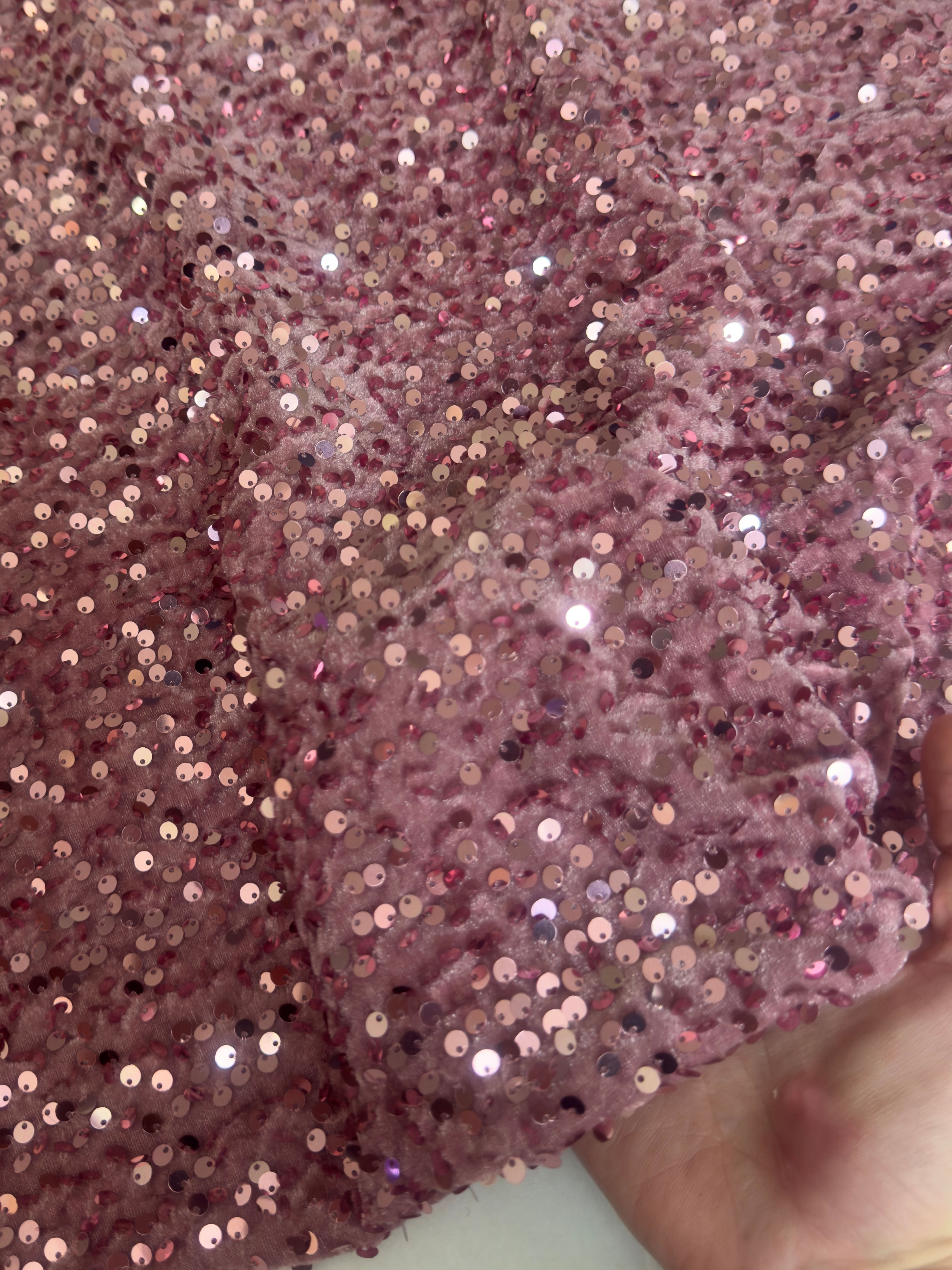Mauve Sequins Velvet, Fabric Store, Sewing Store, Cheap Fabric Store, Kiki Textiles, Textile by the Yard