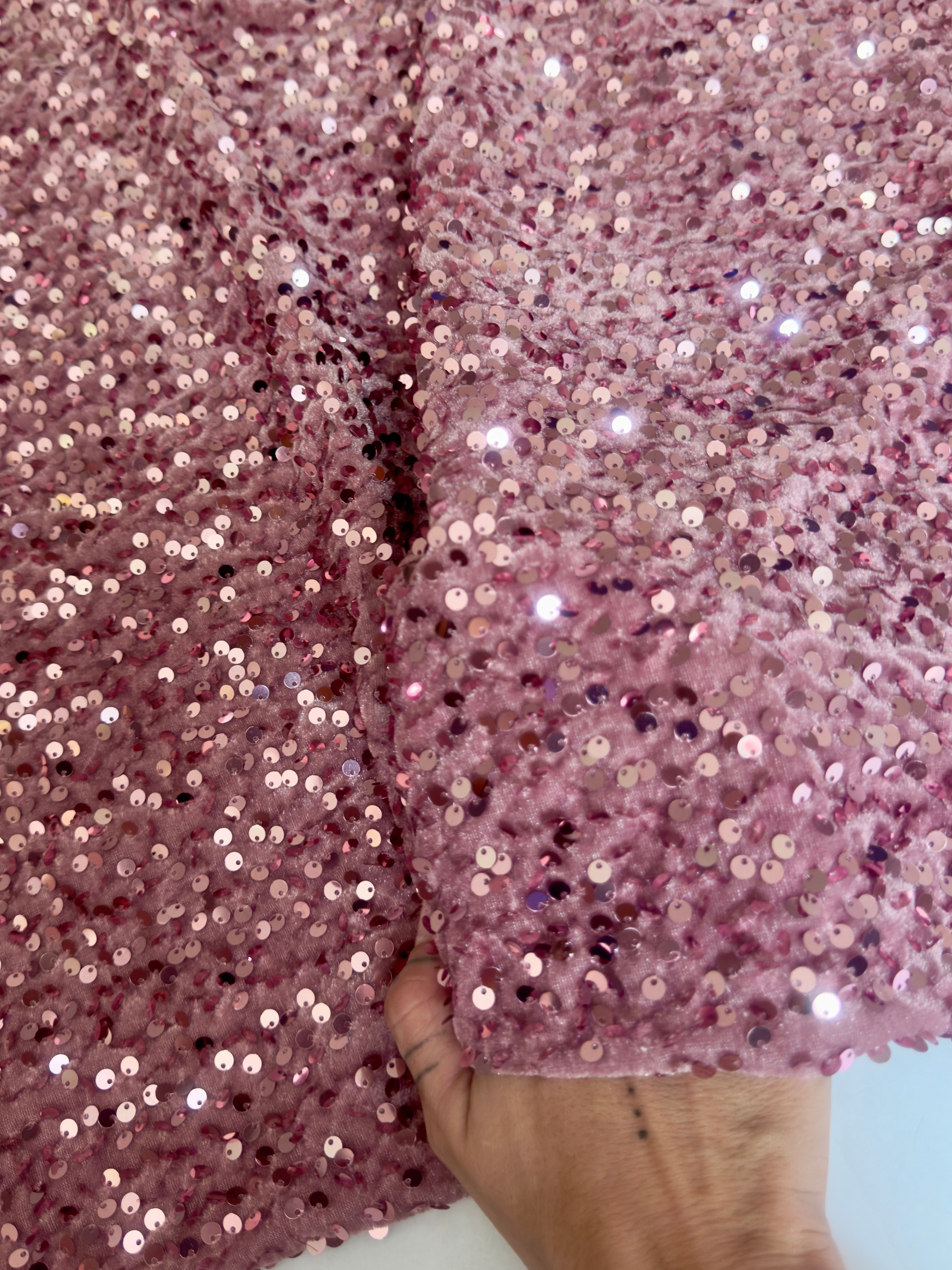 Mauve Sequins Velvet, Fabric Store, Sewing Store, Cheap Fabric Store, Kiki Textiles, Textile by the Yard