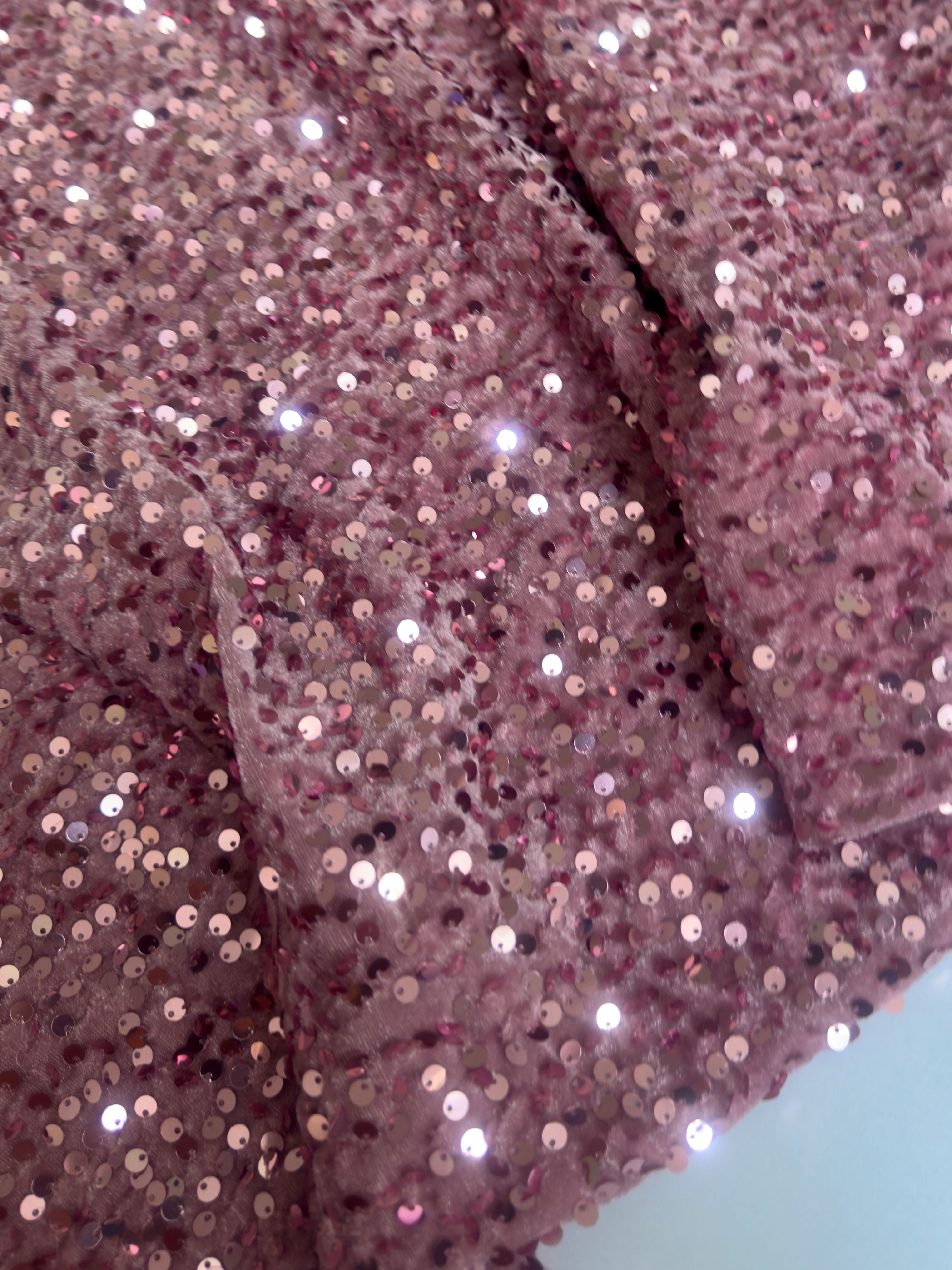 Mauve Sequins Velvet, Sequins Velvet, Stretch Sequin Mesh, Stretch Sequin velvet for woman, Stretch Sequin velvet for bride, Stretch Sequin velvet on discount, Stretch Sequin velvet online