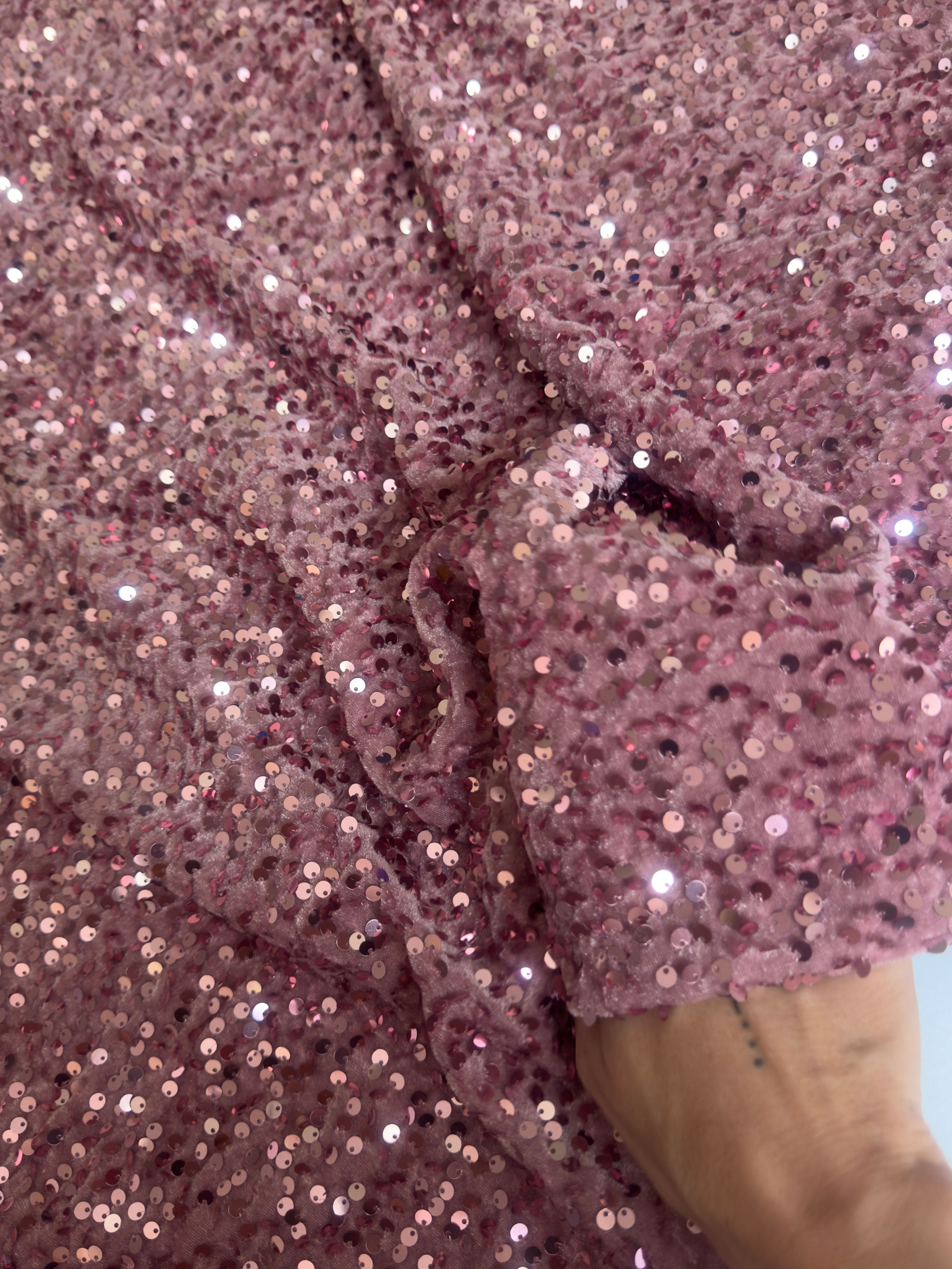 Mauve Sequins Velvet, Fabric Store, Sewing Store, Cheap Fabric Store, Kiki Textiles, Textile by the Yard