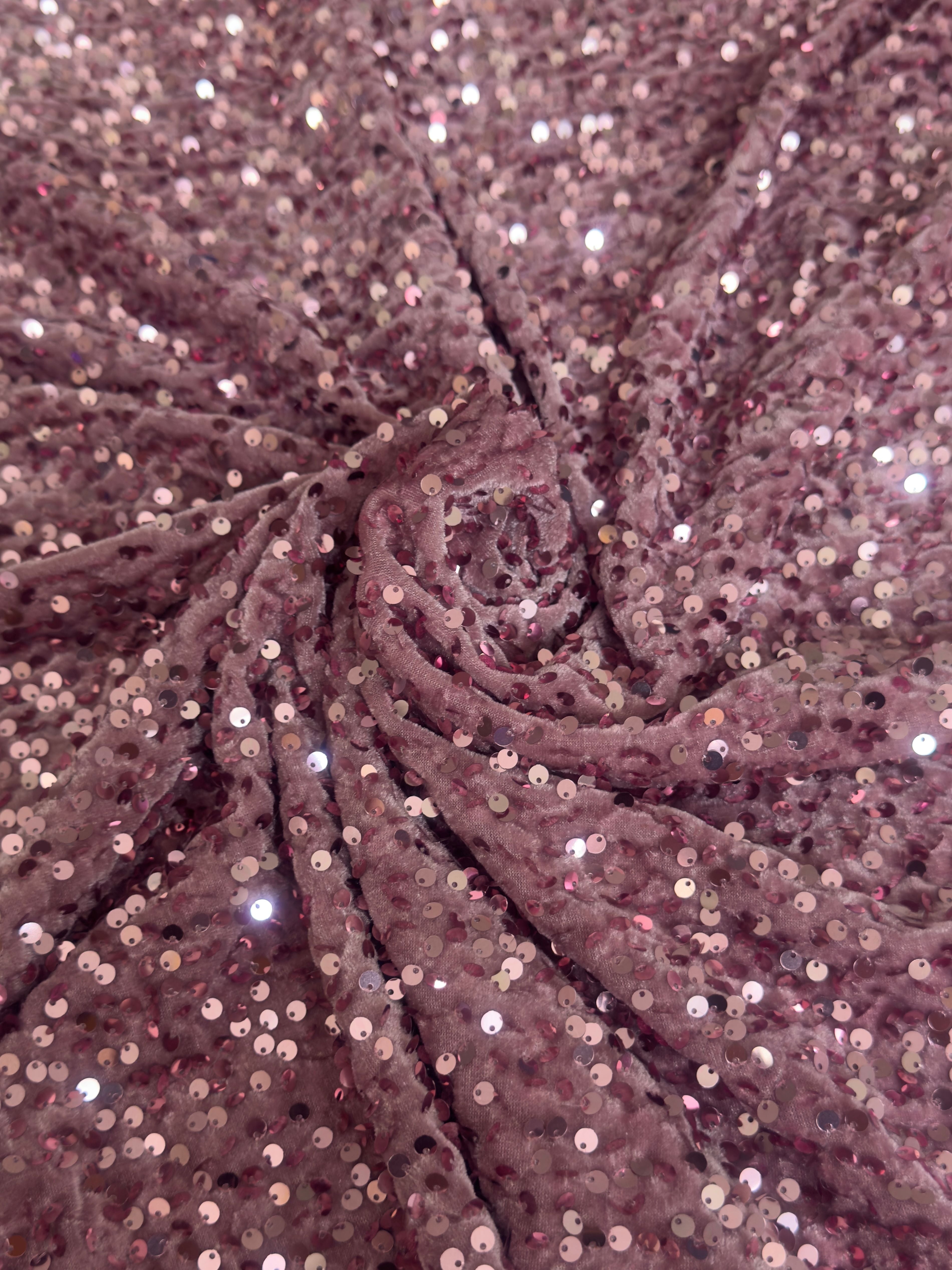 Mauve Sequins Velvet, Sequins Velvet, Stretch Sequin Mesh, Stretch Sequin velvet for woman, Stretch Sequin velvet for bride, Stretch Sequin velvet on discount, Stretch Sequin velvet online