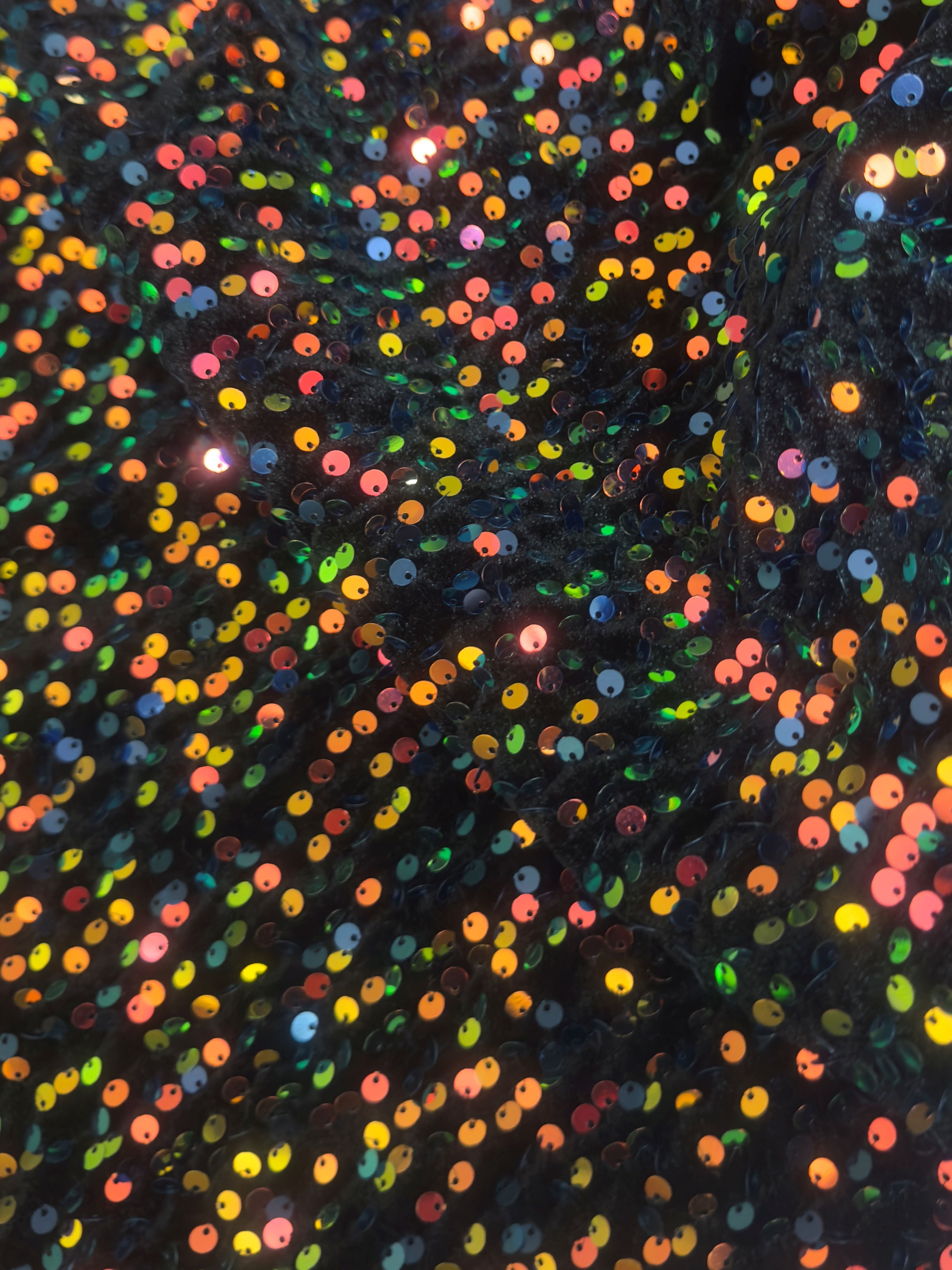 Multicolor Iridescent Sequins Velvet, Sequins Velvet, Stretch Sequin Mesh, Stretch Sequin velvet for woman, Stretch Sequin velvet for bride, Stretch Sequin velvet on discount, Stretch Sequin velvet online