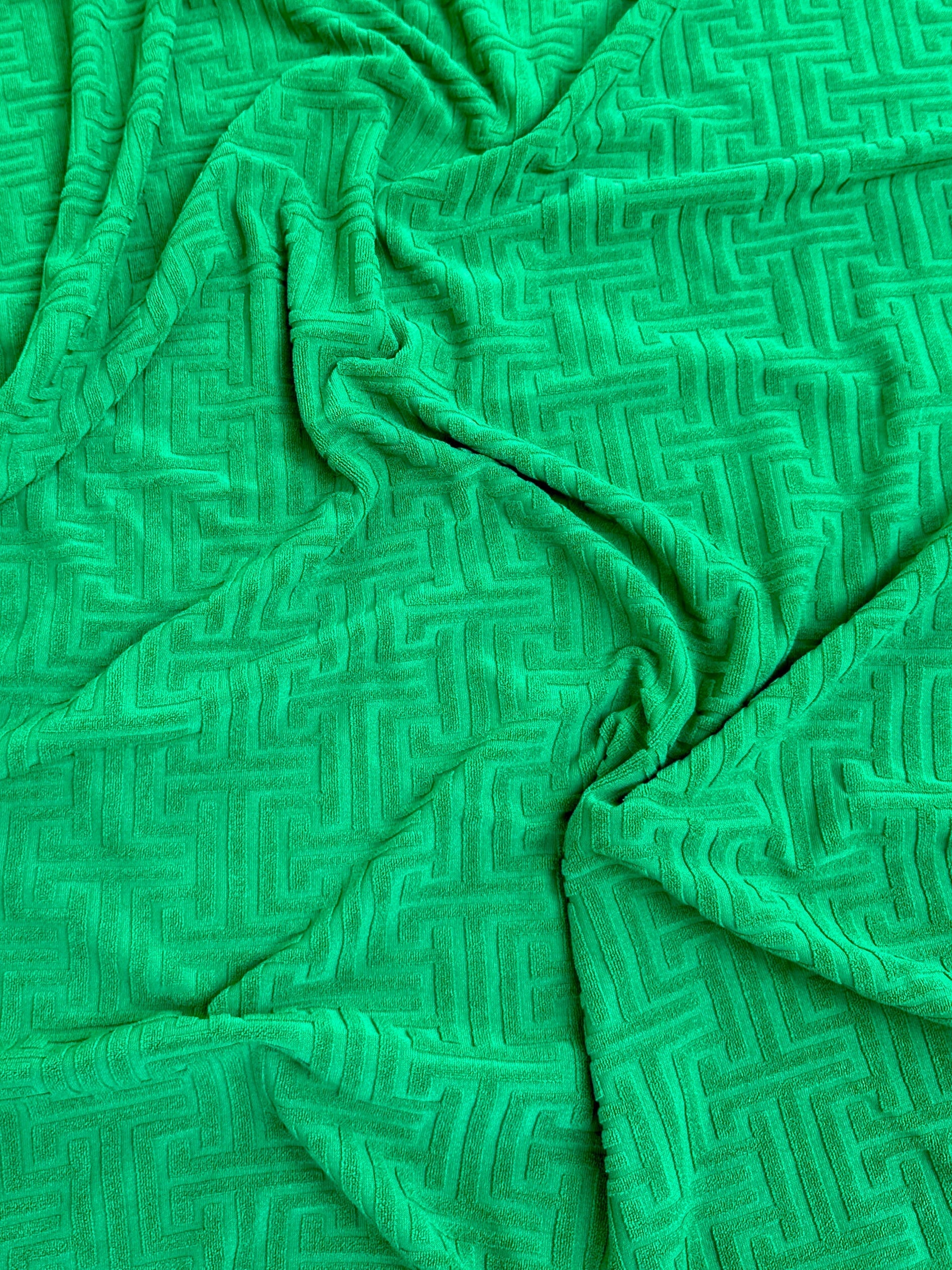 Kelly Green Textured Cricket Jersey Knit, green Jersey Knit,  dark green Jersey Knit, light green Jersey Knit, Jersey Knit for woman, Jersey Knit for winter, Jersey Knit on sale, Jersey Knit on discount