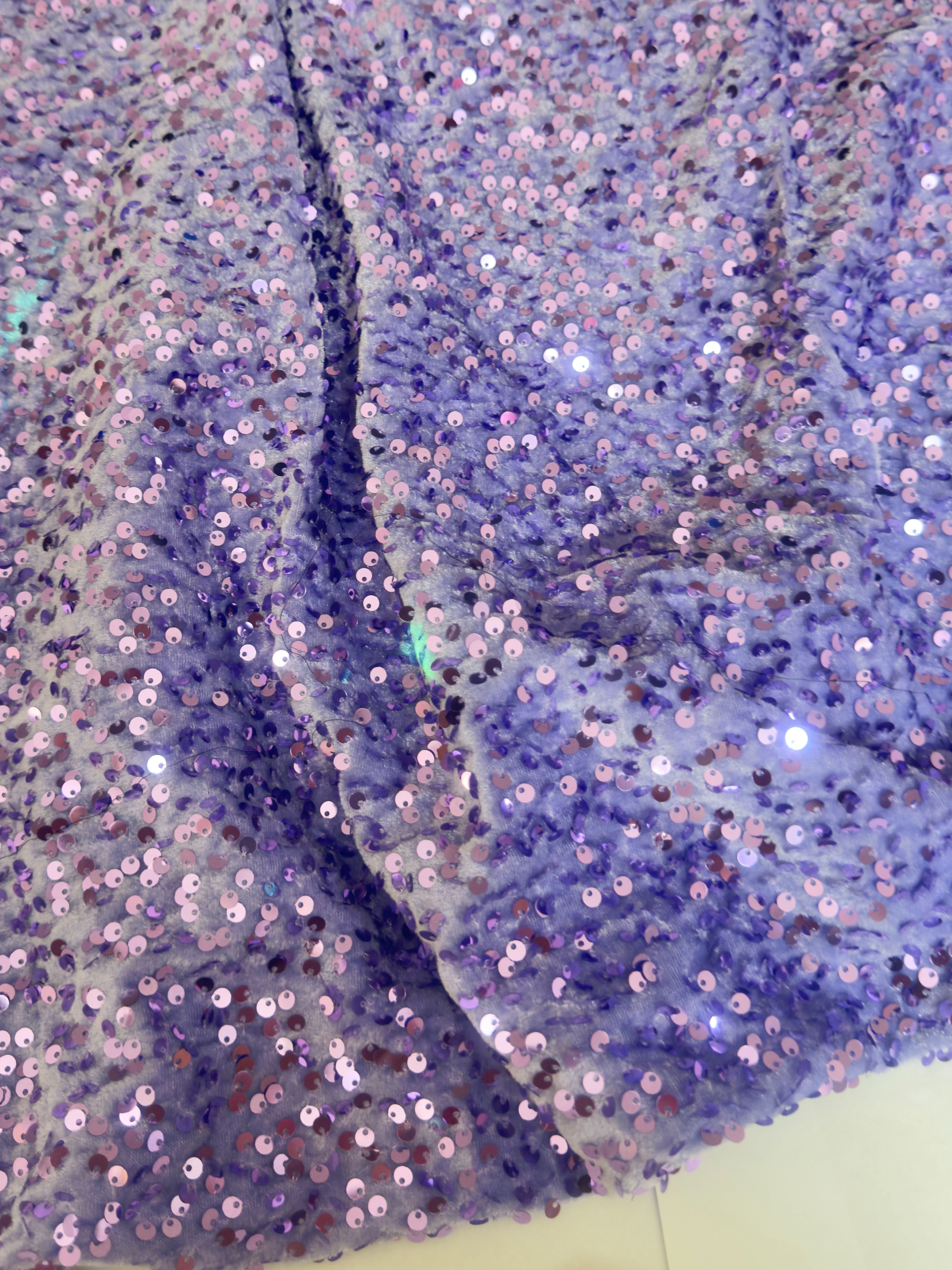 Light Lavender Sequins Velvet, Stretch Sequin Mesh, Stretch Sequin velvet for woman, Stretch Sequin velvet for bride, Stretch Sequin velvet on discount, Stretch Sequin velvet online