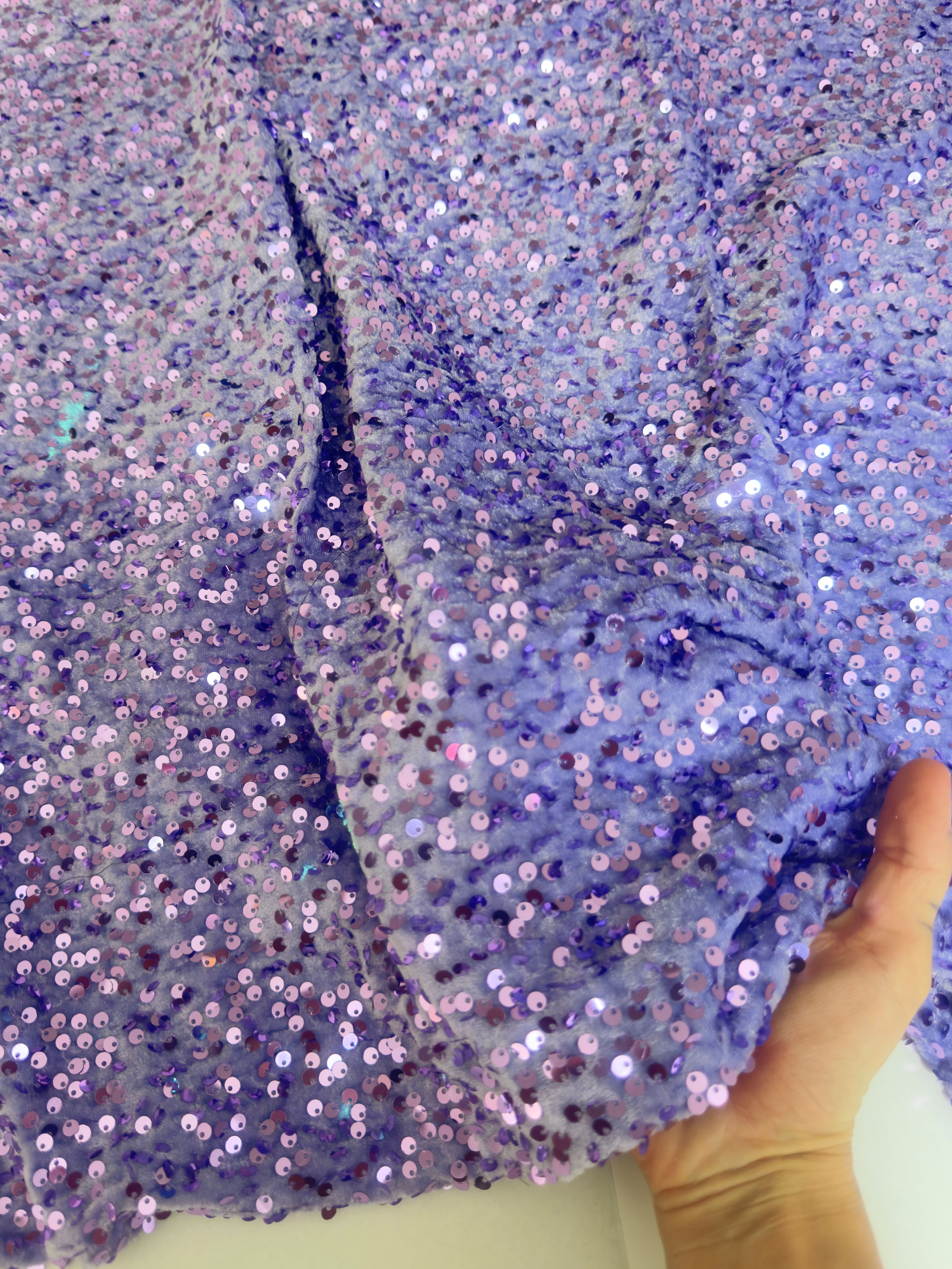 Light Lavender Sequins Velvet, Fabric Store, Sewing Store, Cheap Fabric Store, Kiki Textiles, Textile by the Yard