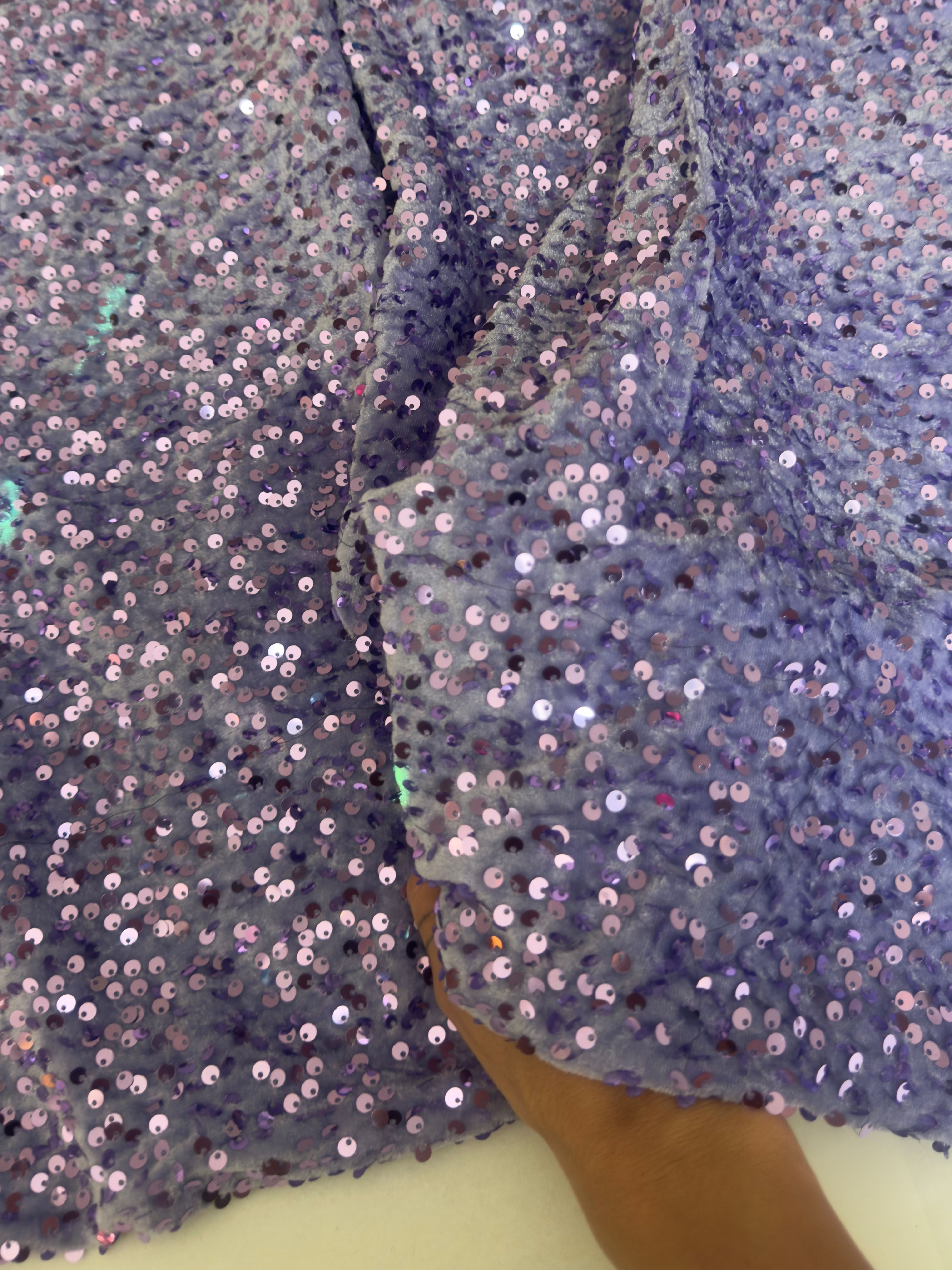 Light Lavender Sequins Velvet, Fabric Store, Sewing Store, Cheap Fabric Store, Kiki Textiles, Textile by the Yard